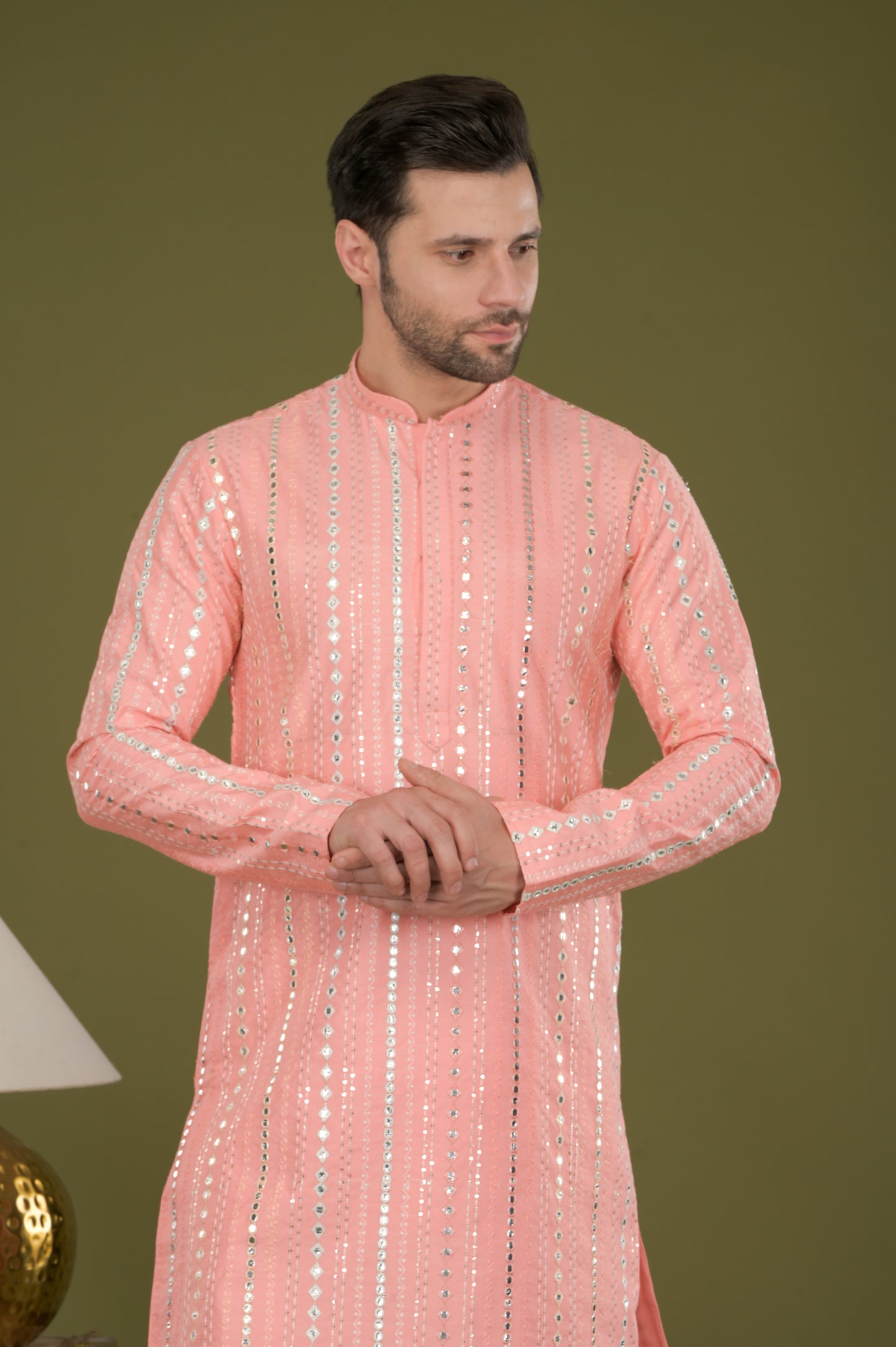 NOOR - Ziya Mirror Kurta Set (Peach)