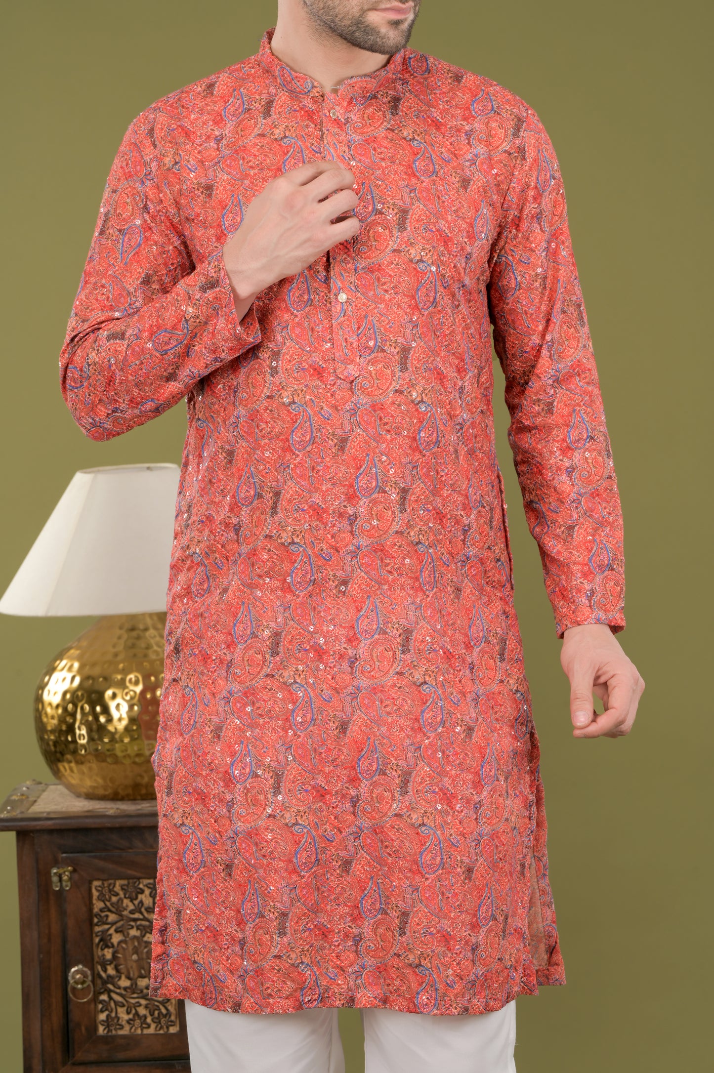 TARANG - Royal Red Paisley Kurta Set
