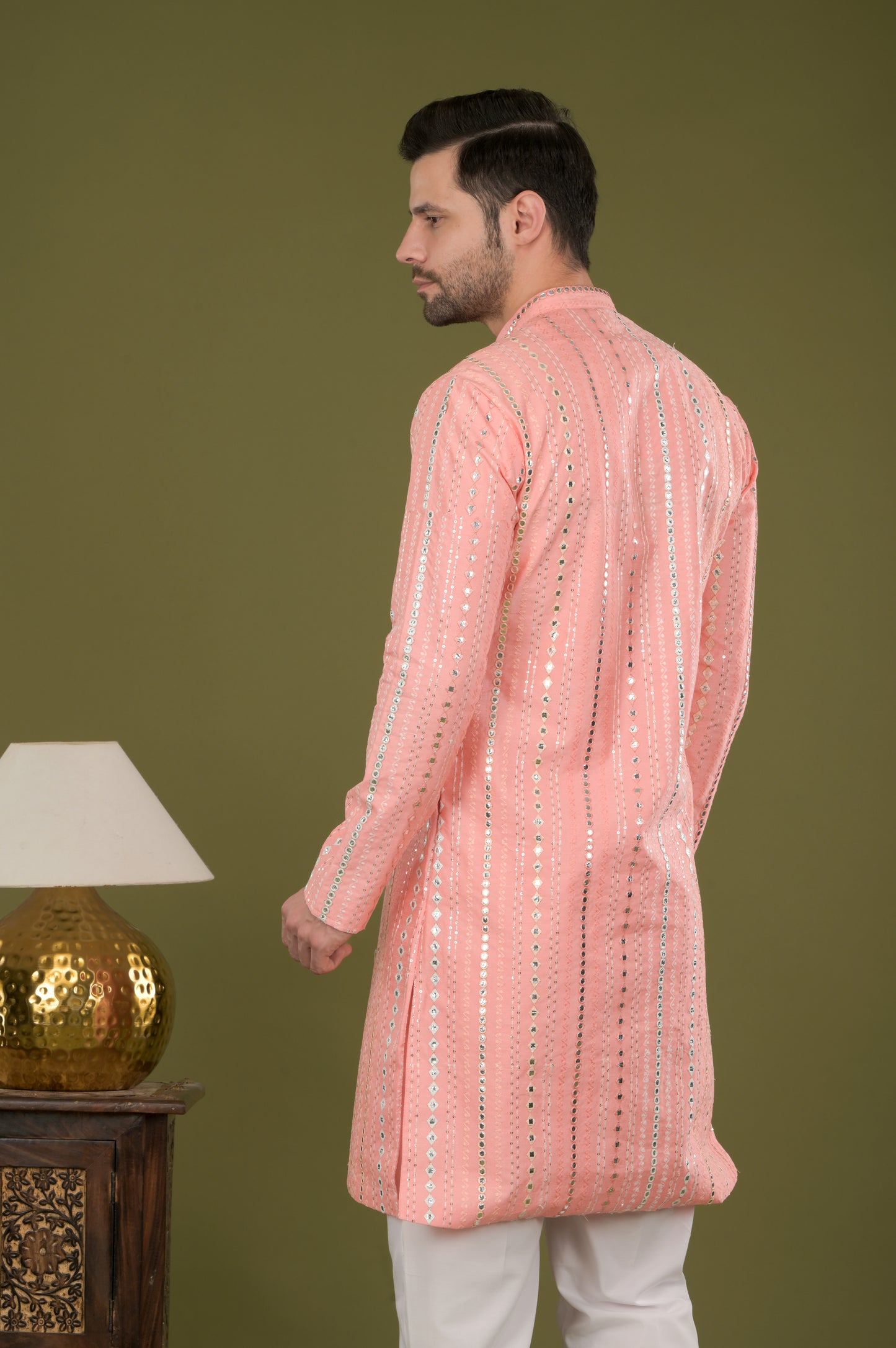 NOOR - Ziya Mirror Kurta Set (Peach)