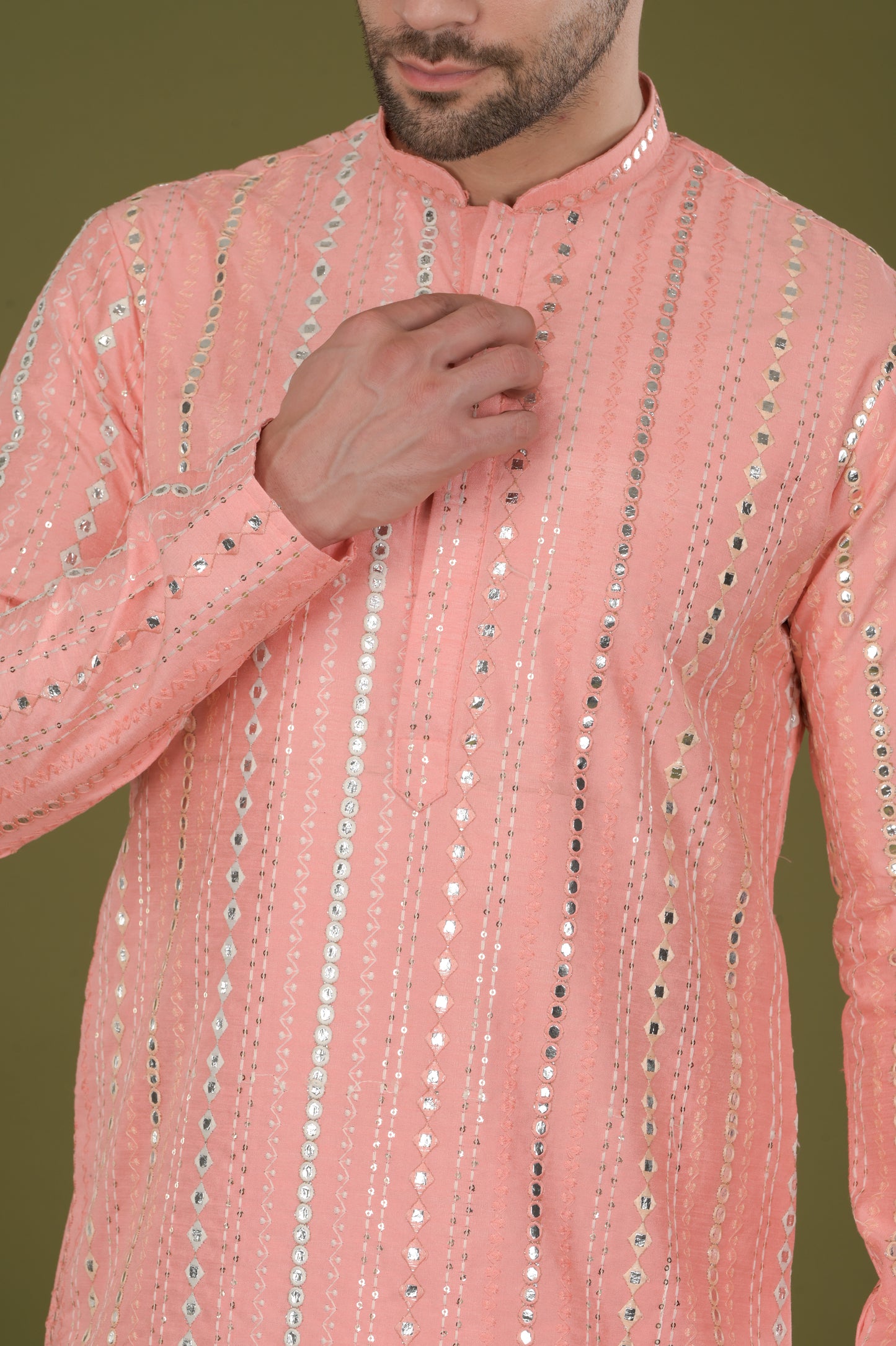 NOOR - Ziya Mirror Kurta Set (Peach)