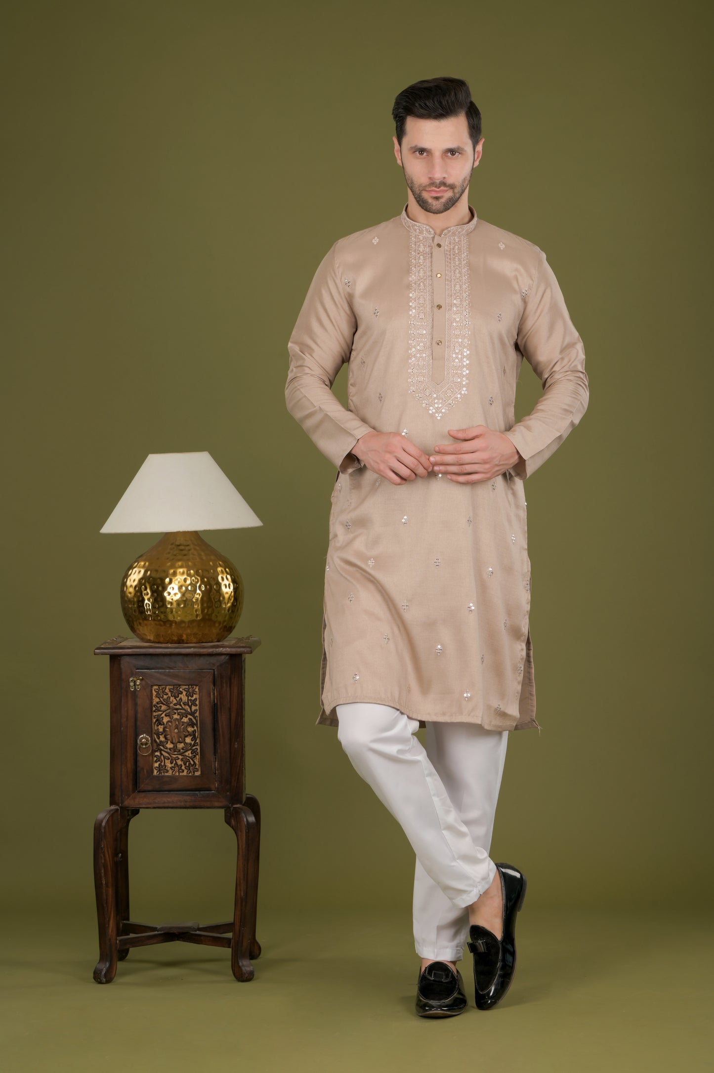 KANAK - Sandstone Elegance Sequin Embroidered Kurta Set