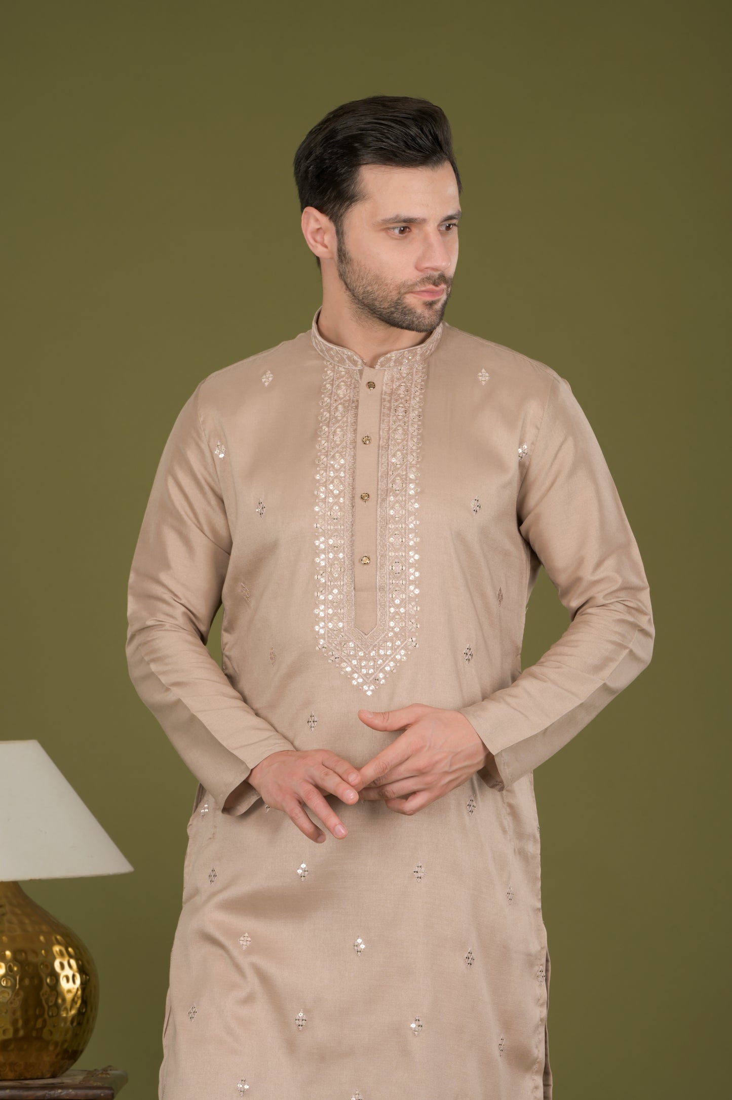 KANAK - Sandstone Elegance Sequin Embroidered Kurta Set