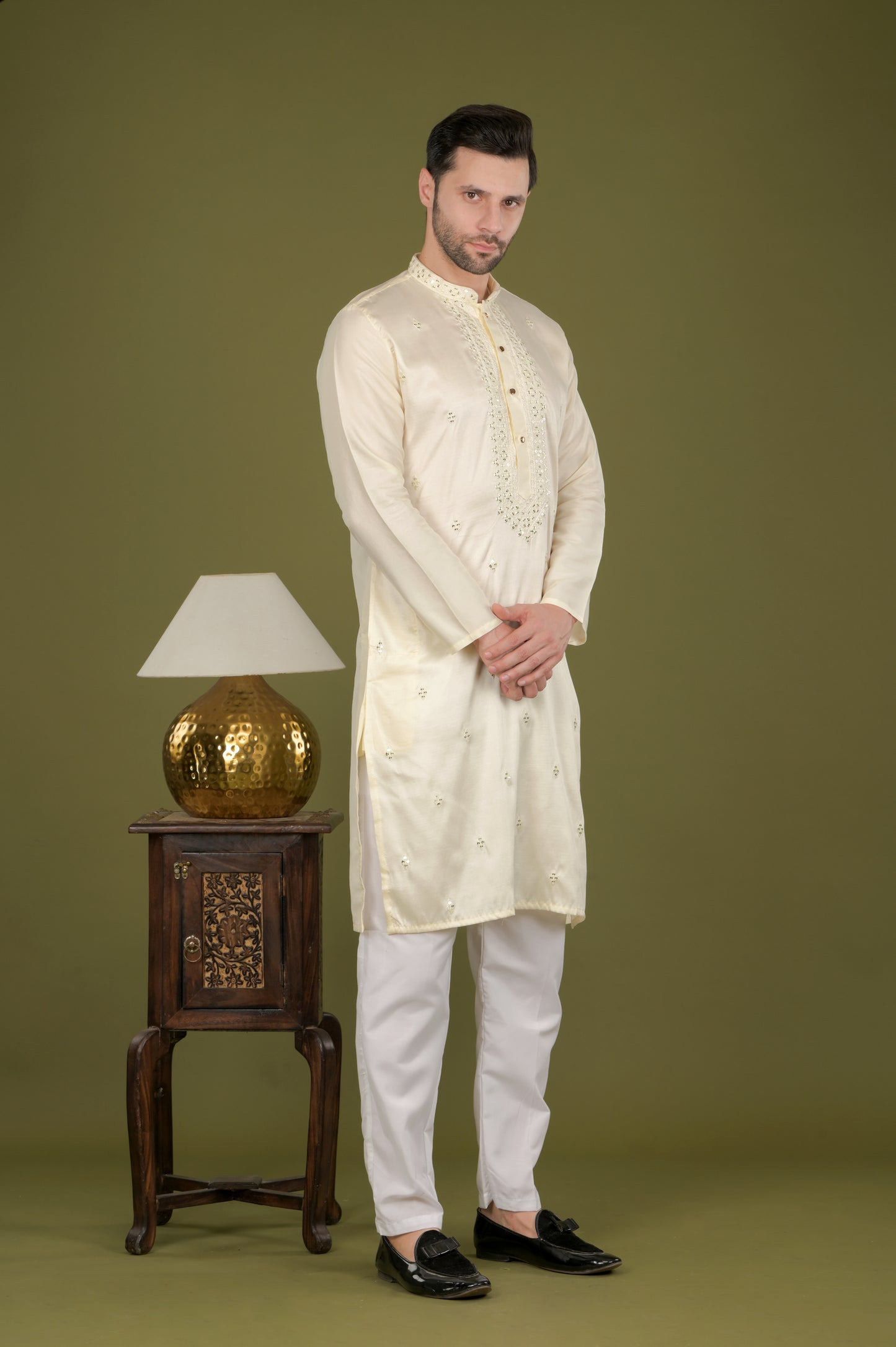 KANAK- Ivory Royale Sequin Embroidered Kurta Set
