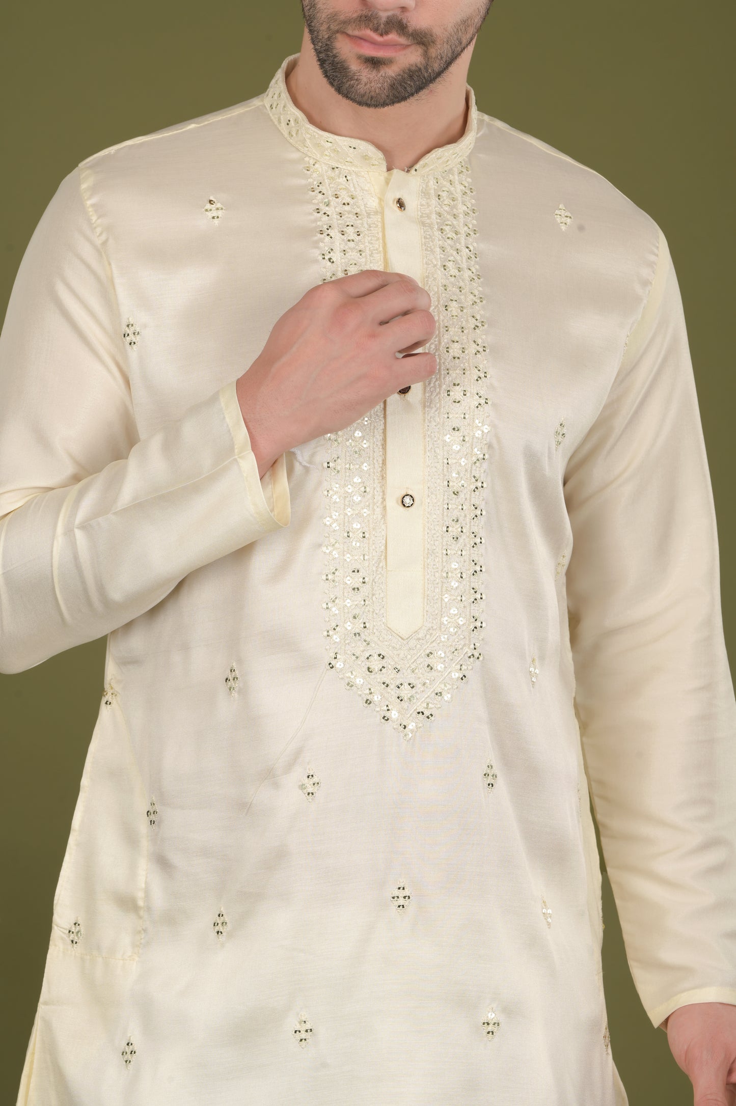 KANAK- Ivory Royale Sequin Embroidered Kurta Set