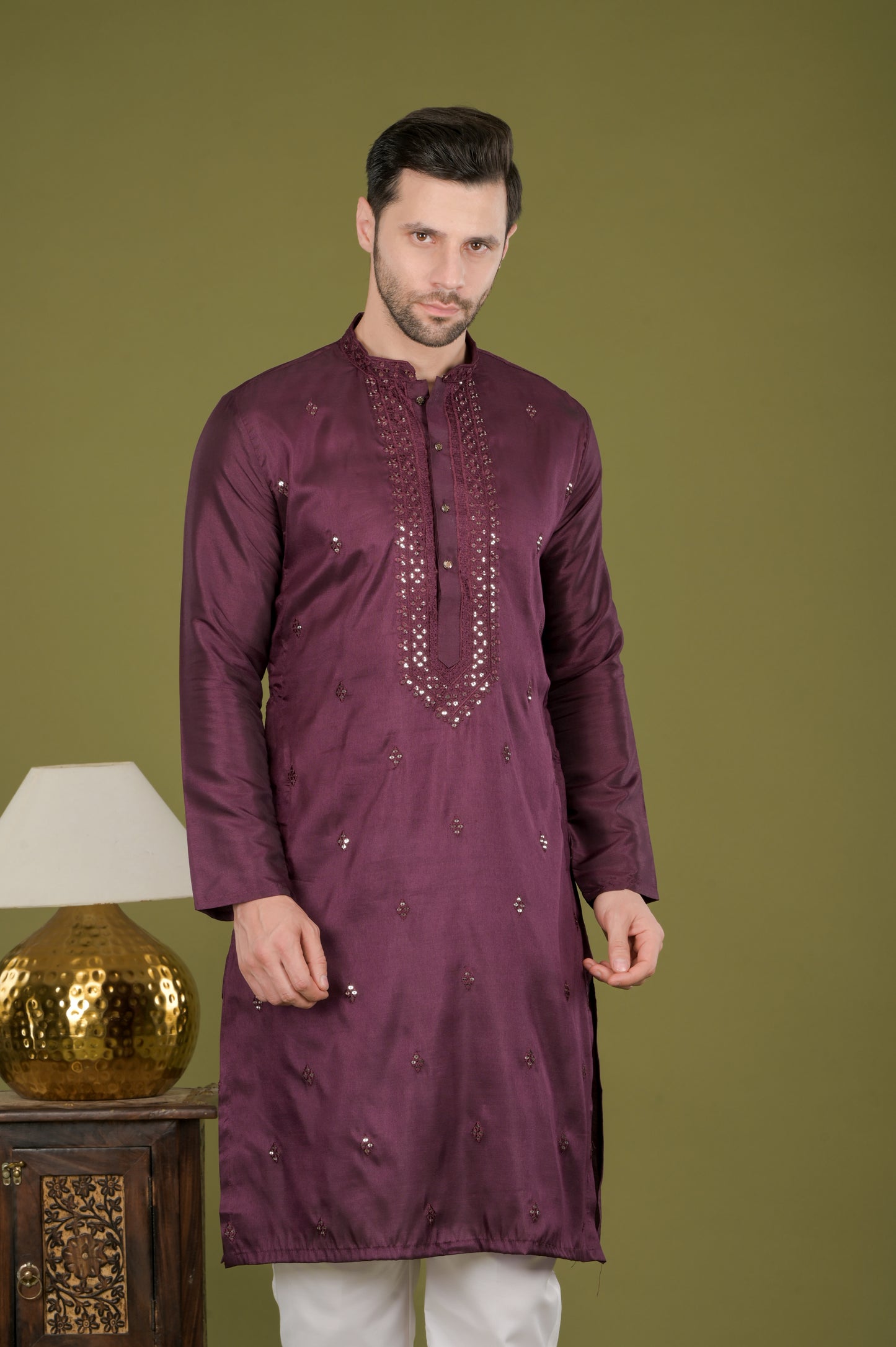 KANAK - Royal Plum Sequin Embroidered Kurta Set