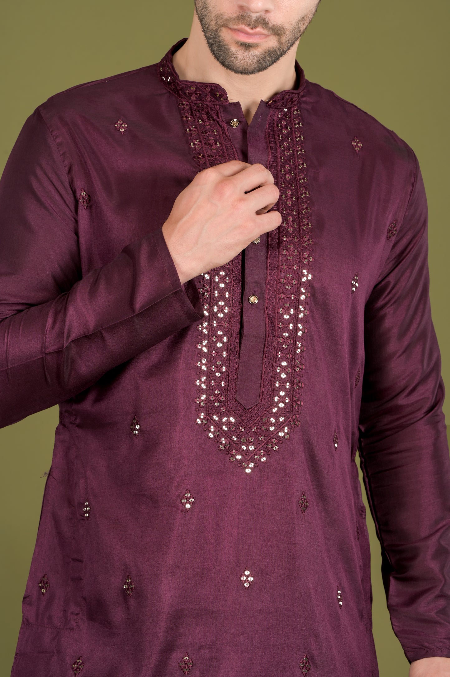 KANAK - Royal Plum Sequin Embroidered Kurta Set