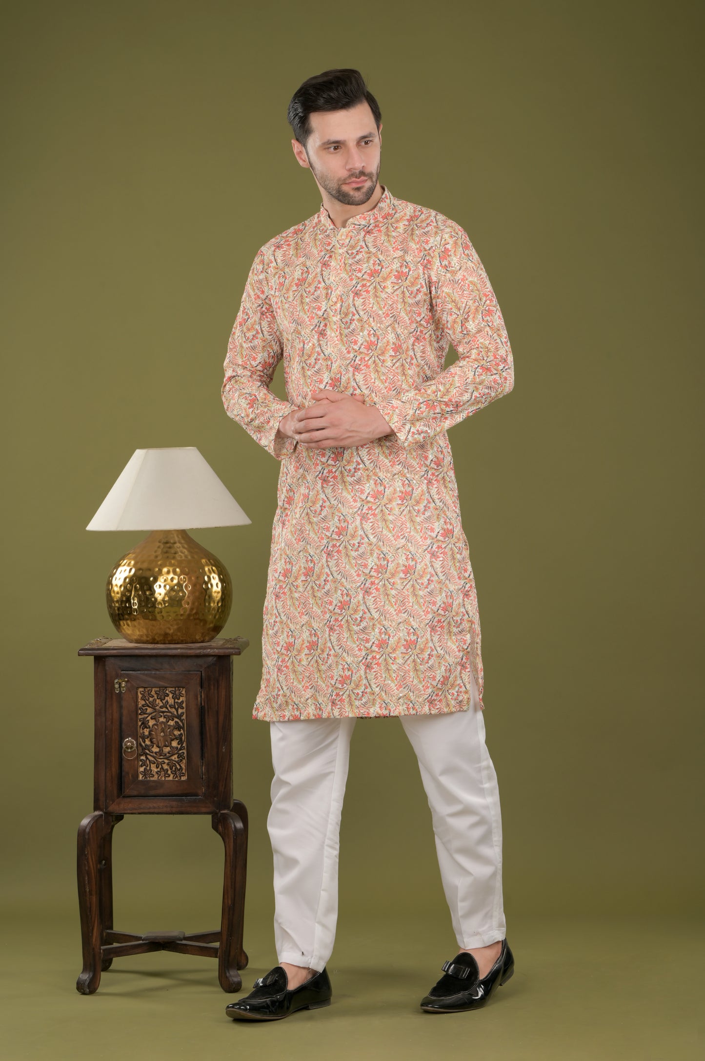 TARANG - Floral Bliss Embroidered Digital Print Kurta Set
