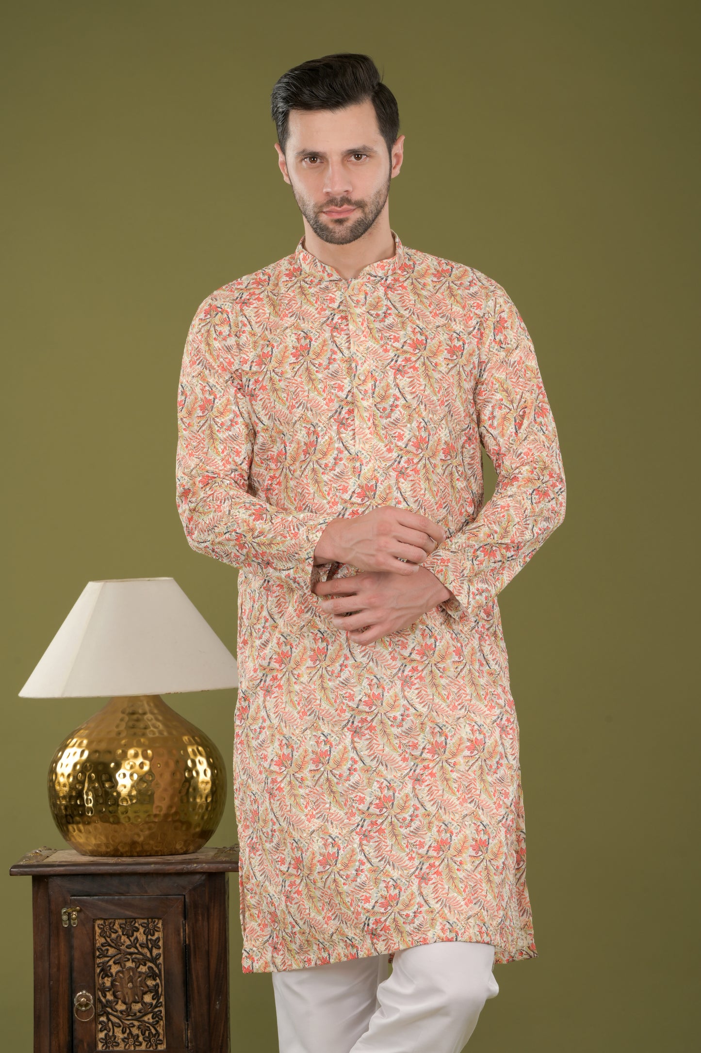 TARANG - Floral Bliss Embroidered Digital Print Kurta Set