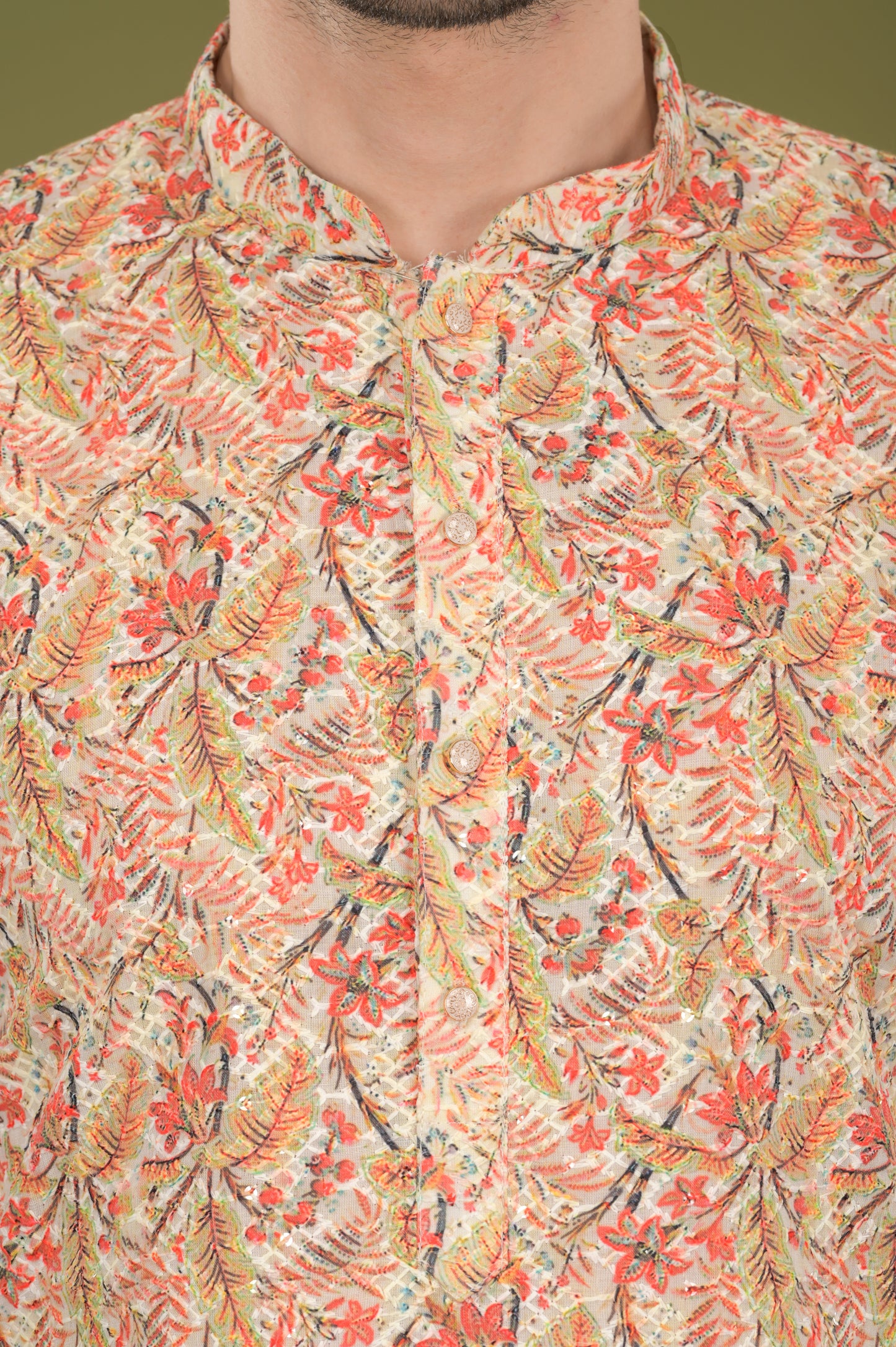 TARANG - Floral Bliss Embroidered Digital Print Kurta Set