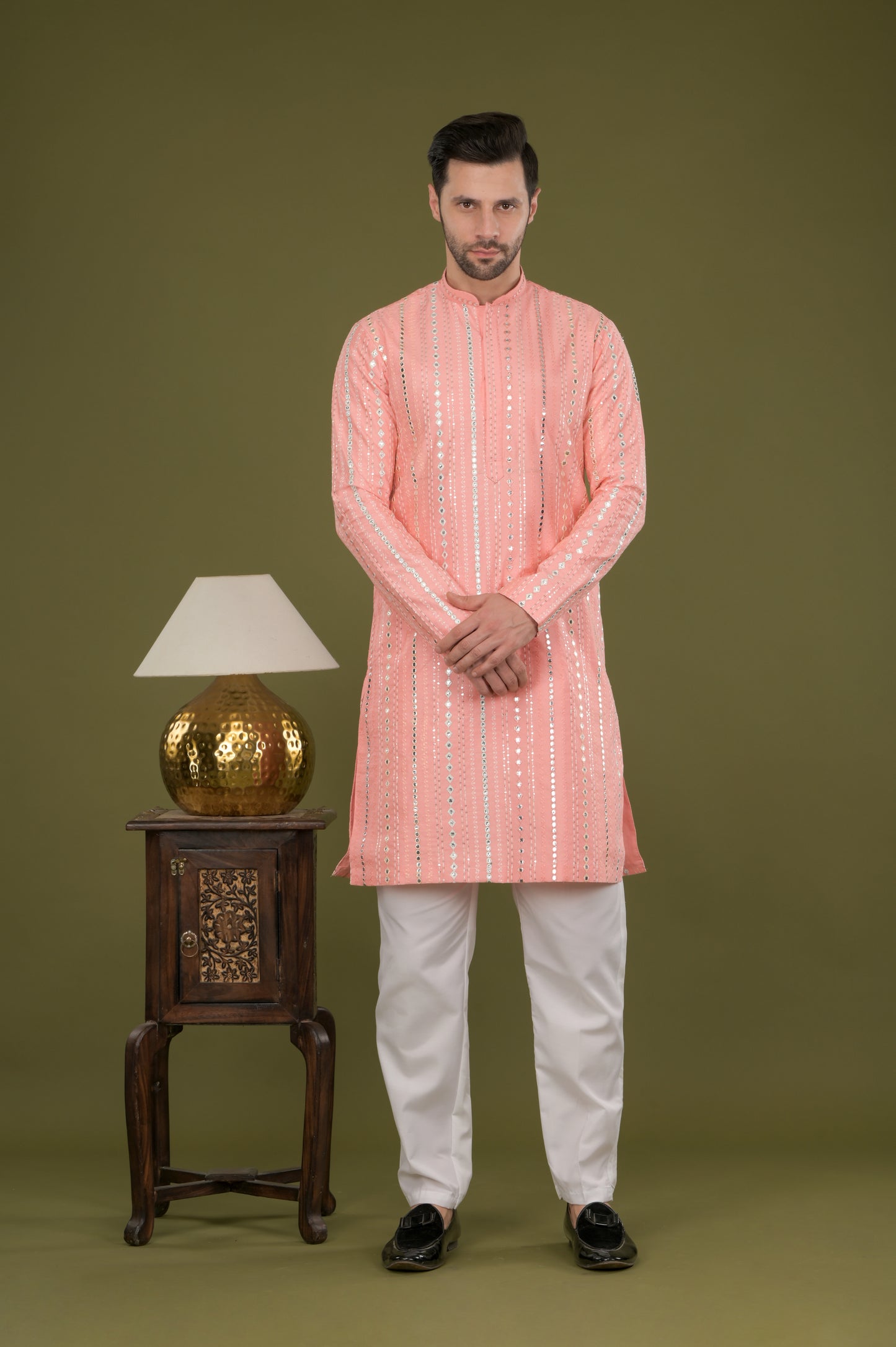 NOOR - Ziya Mirror Kurta Set (Peach)