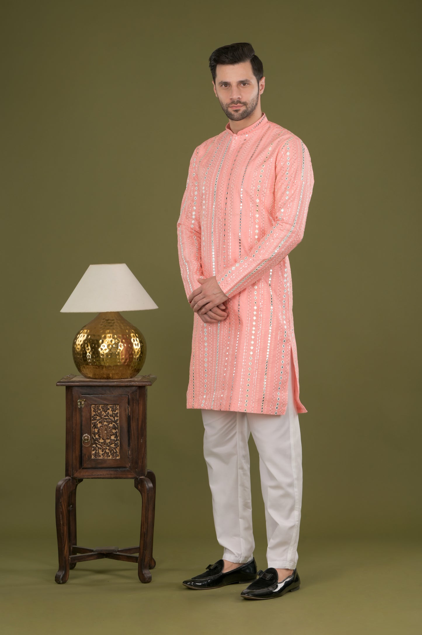 NOOR - Ziya Mirror Kurta Set (Peach)