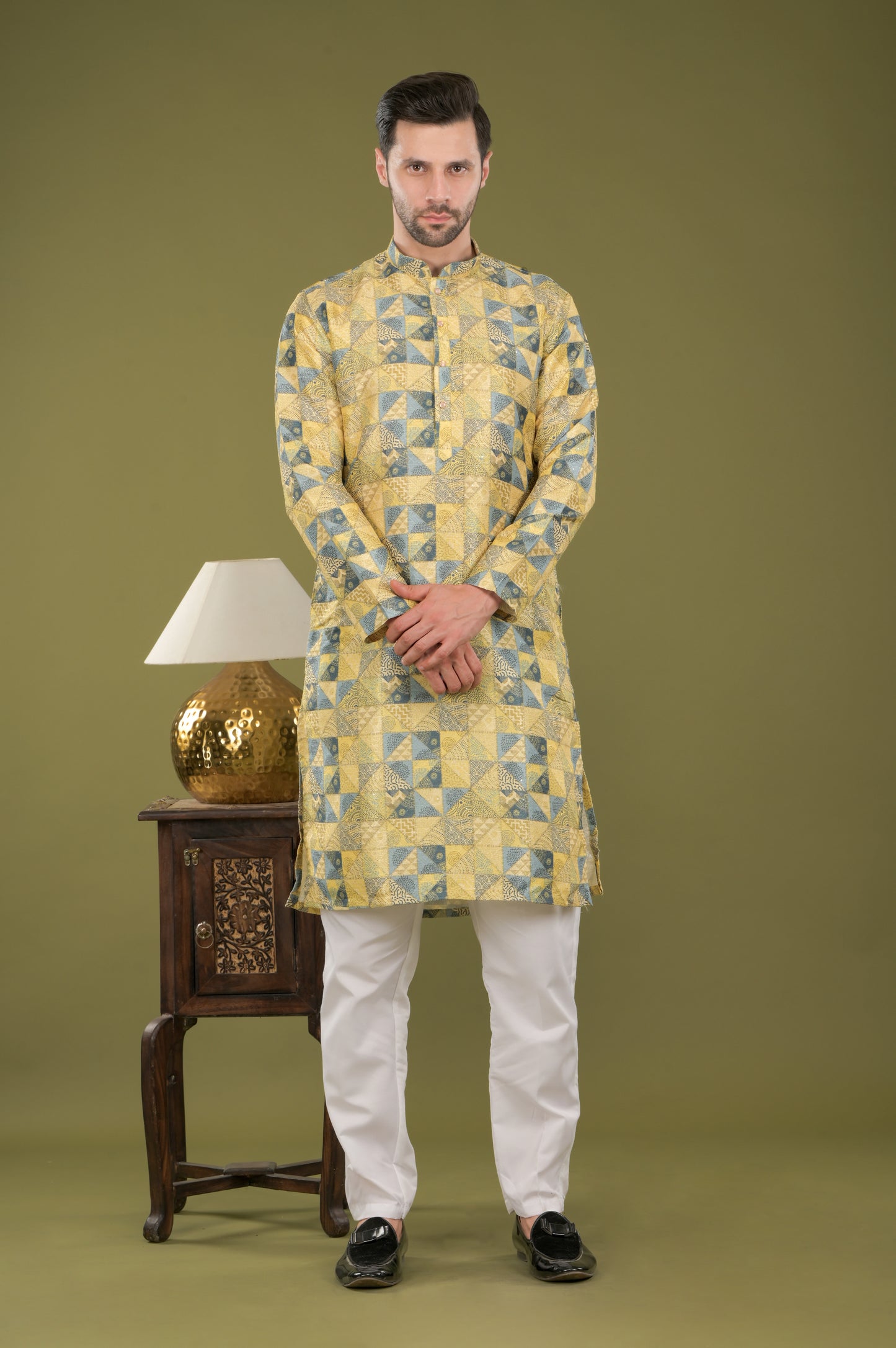 SWARN - Imperial Gold Geometric Kurta Set