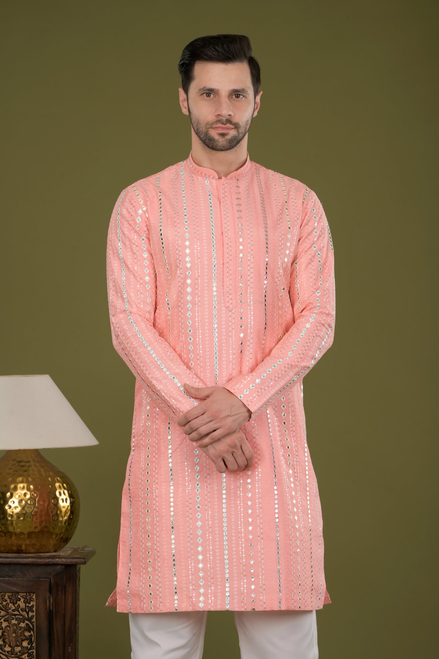 NOOR - Ziya Mirror Kurta Set (Peach)