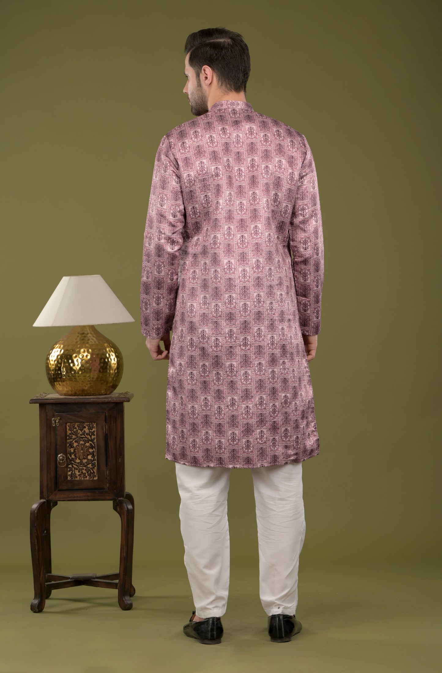 RIVAZ - Regal Mauve Tree Motif Kurta with Inner Lining