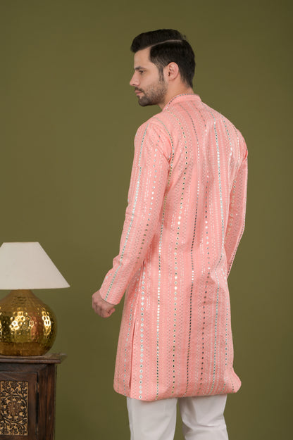 NOOR - Ziya Mirror Kurta Set (Peach)