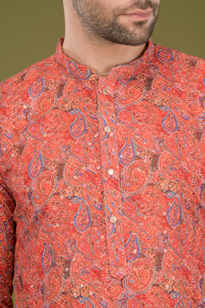 TARANG - Royal Red Paisley Kurta Set