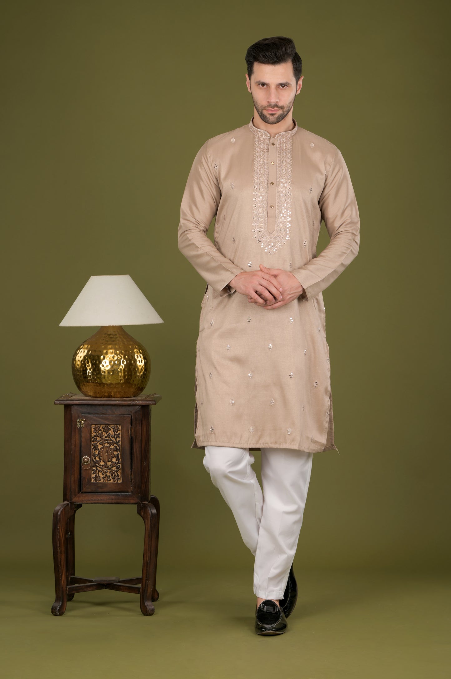 KANAK - Sandstone Elegance Sequin Embroidered Kurta Set
