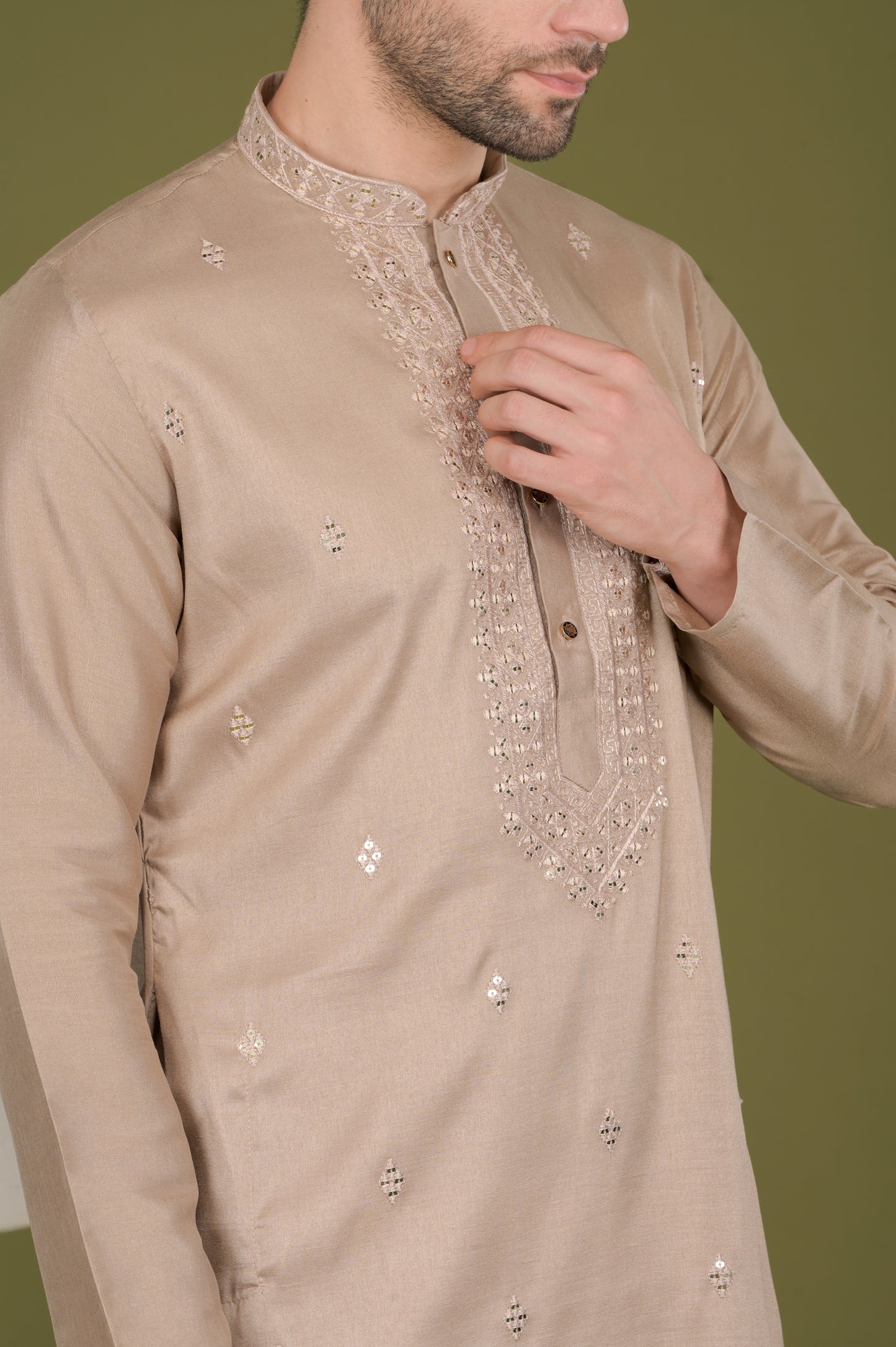 KANAK - Sandstone Elegance Sequin Embroidered Kurta Set