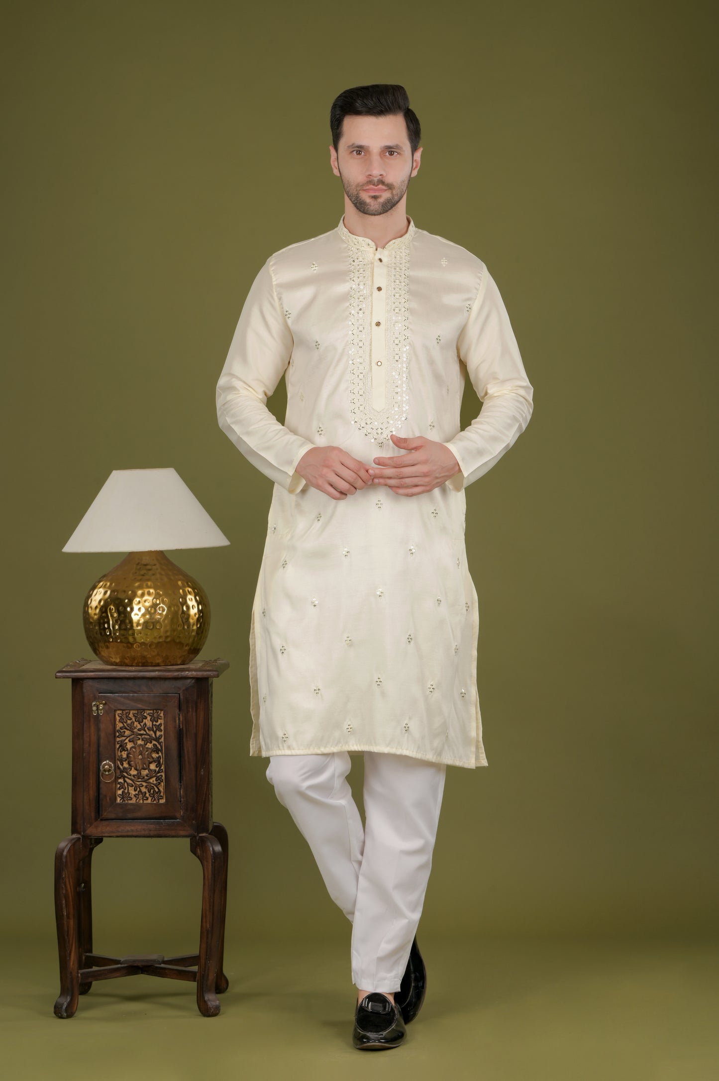 KANAK- Ivory Royale Sequin Embroidered Kurta Set
