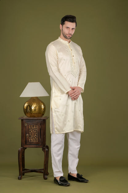 KANAK- Ivory Royale Sequin Embroidered Kurta Set