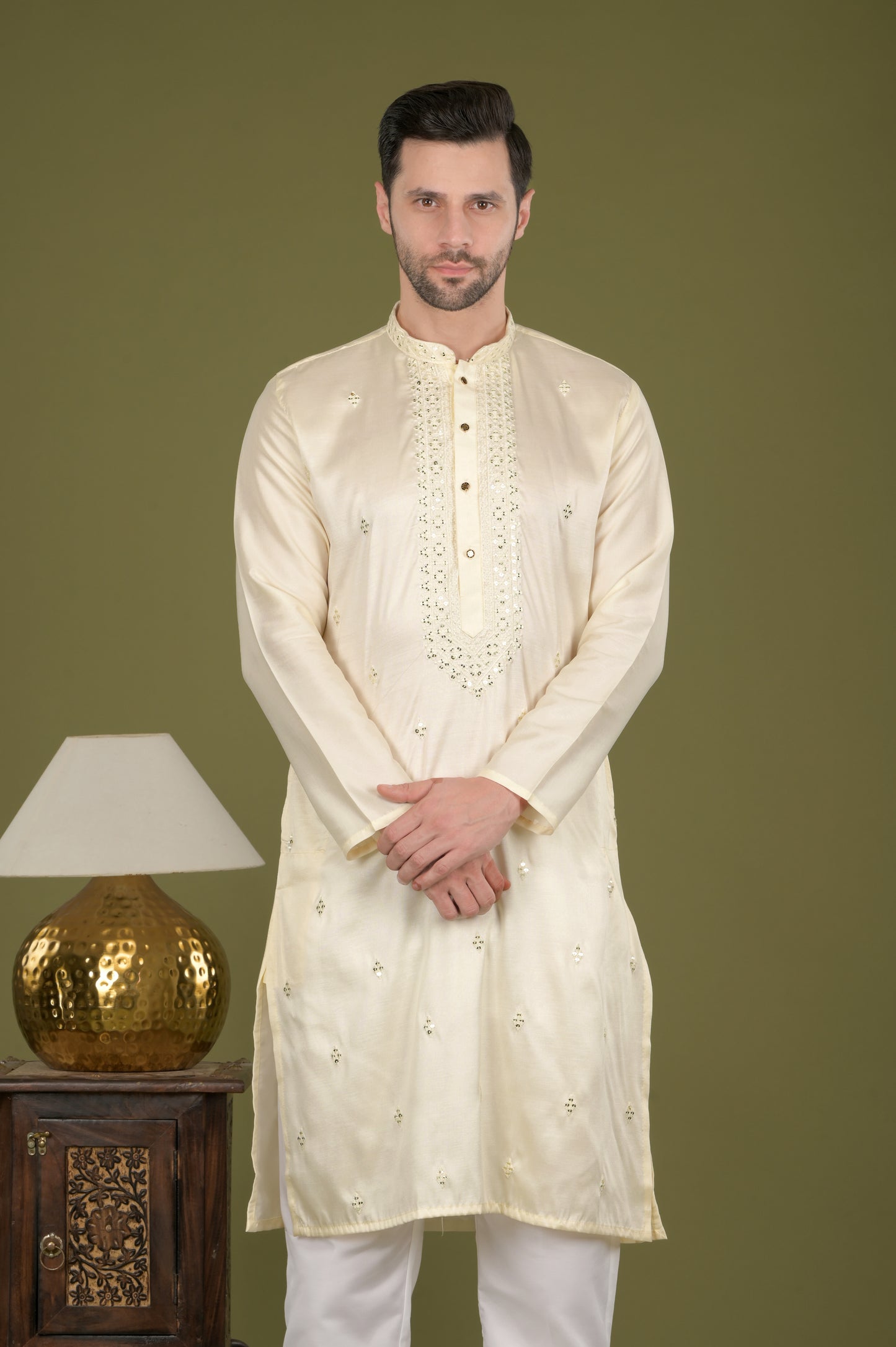 KANAK- Ivory Royale Sequin Embroidered Kurta Set