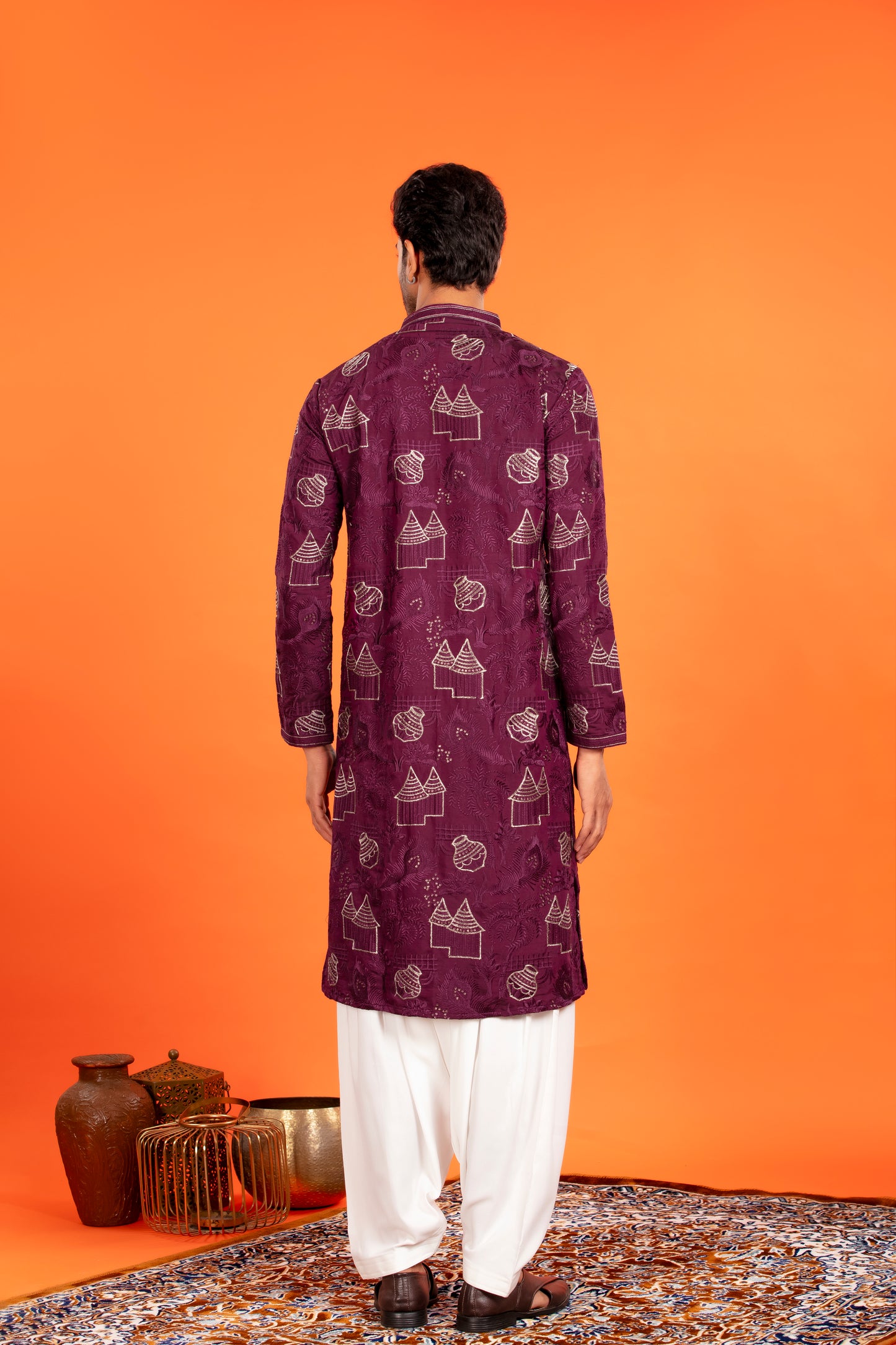 Aarvay – Royal Plum Heritage Kurta with Patiala