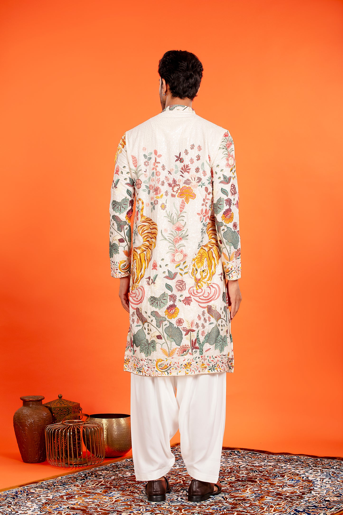 Arindam- Ivory Majesty Embroidered Kurta with Patiala