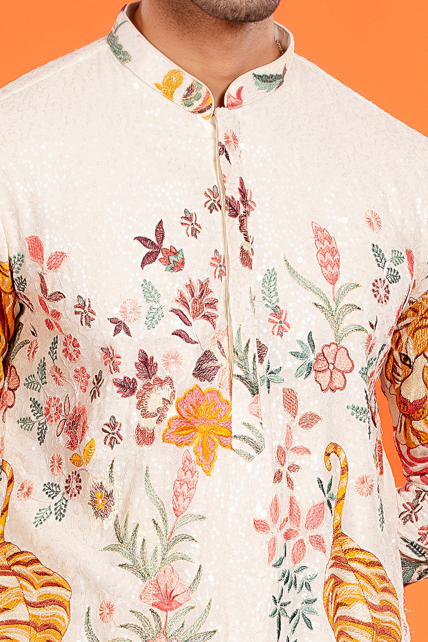 Arindam- Ivory Majesty Embroidered Kurta with Patiala