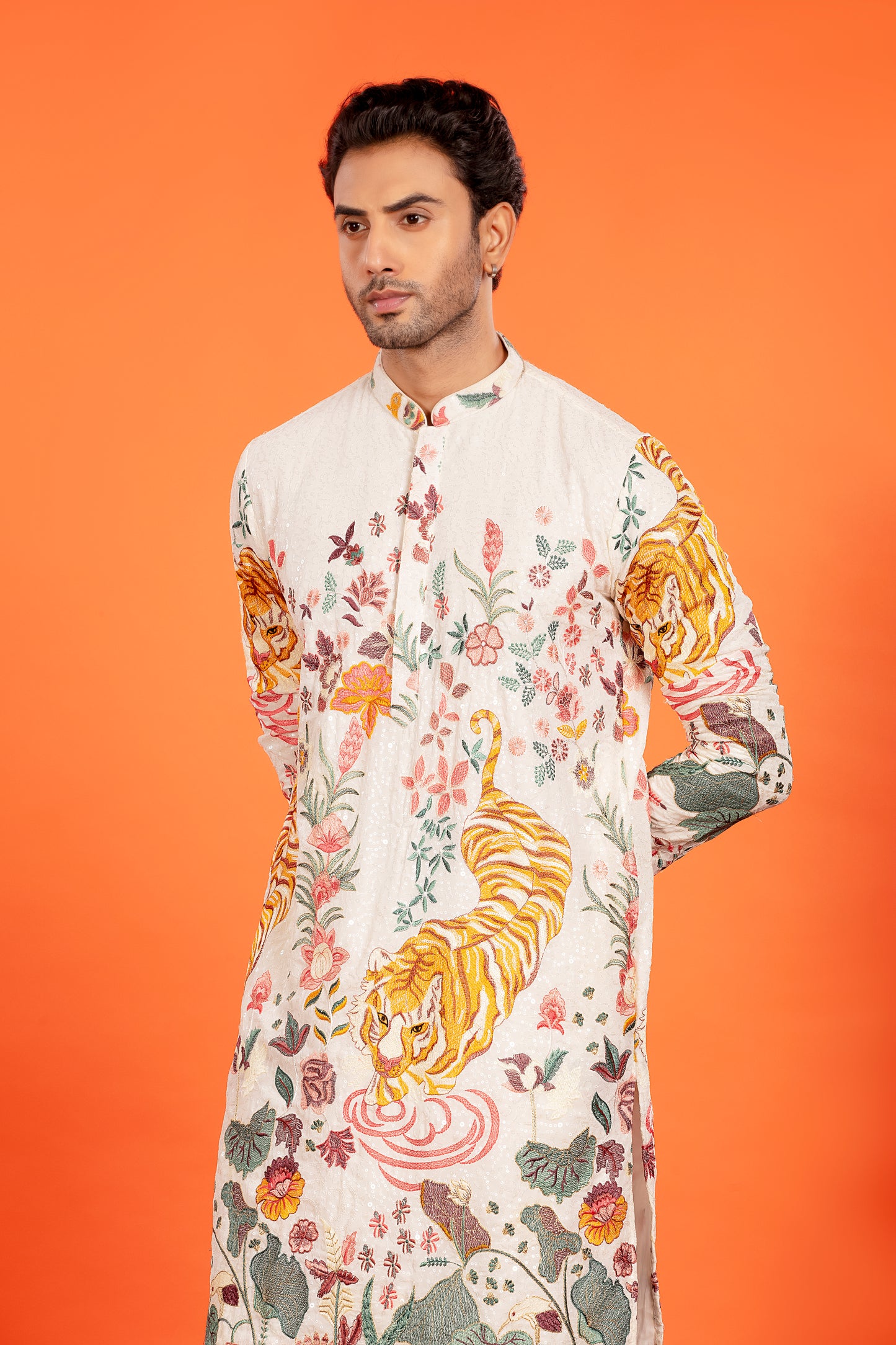 Arindam- Ivory Majesty Embroidered Kurta with Patiala