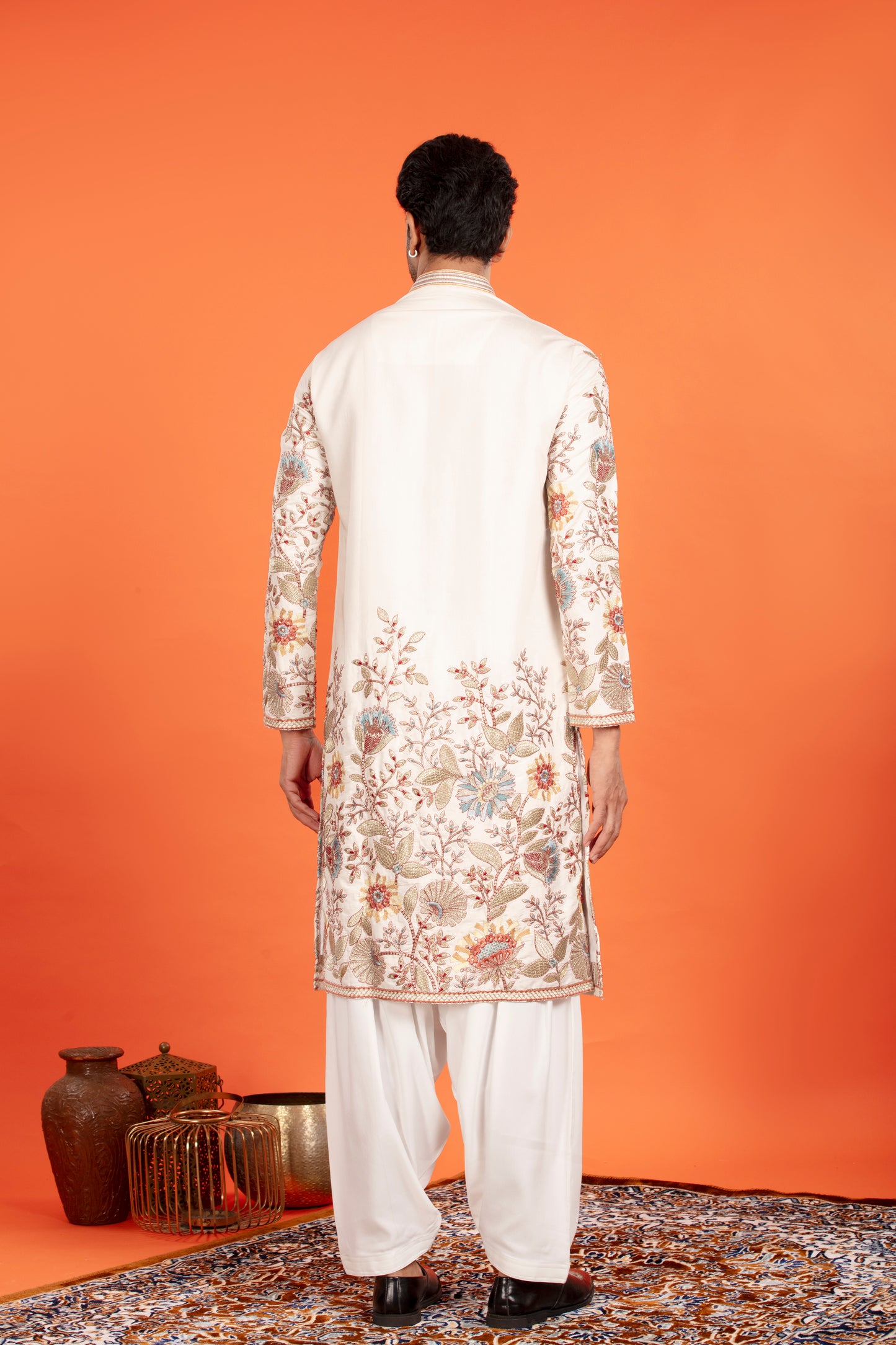 Aarosh – Ivory Embroidered Kurta with Patiala