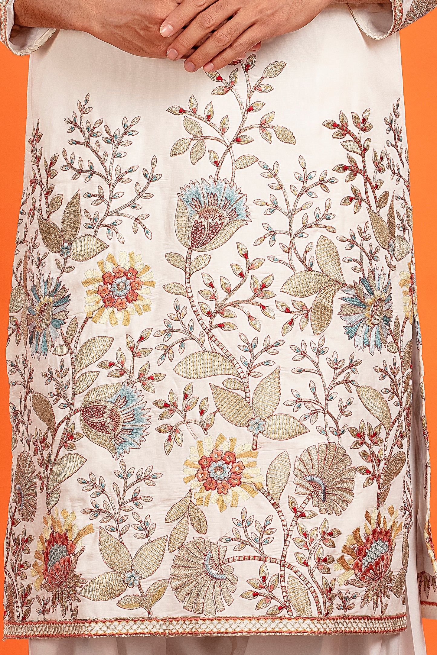 Aarosh – Ivory Embroidered Kurta with Patiala