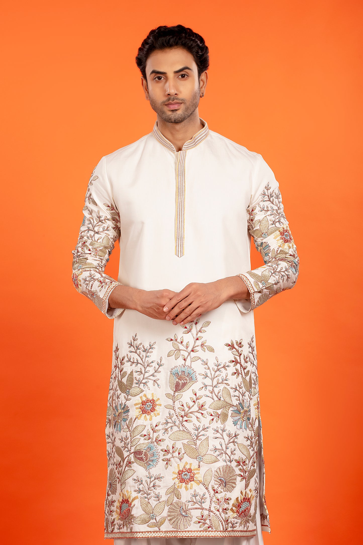 Aarosh – Ivory Embroidered Kurta with Patiala
