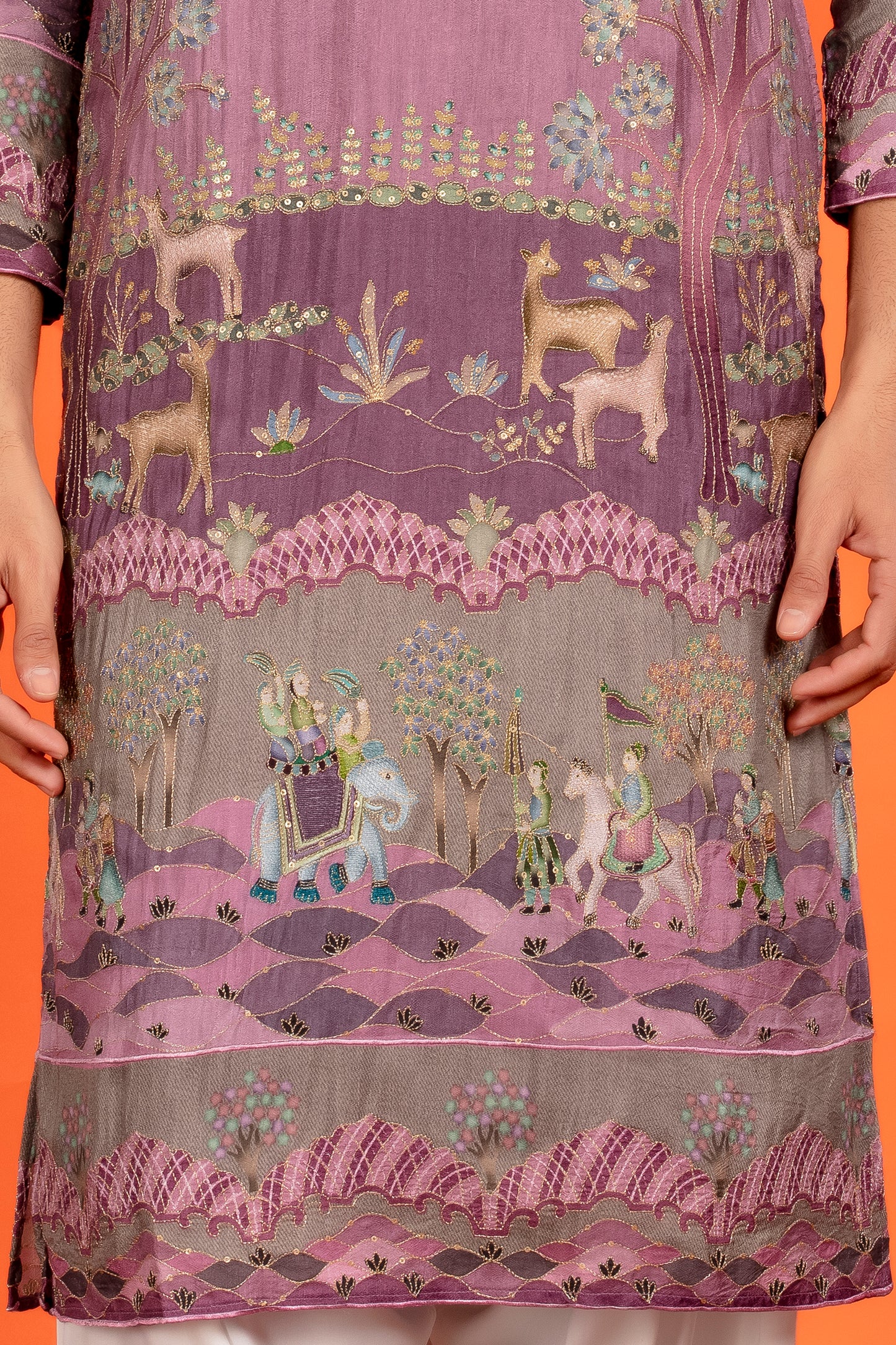Vayun – Royal Mauve Heritage Embroidered Kurta with Patiala