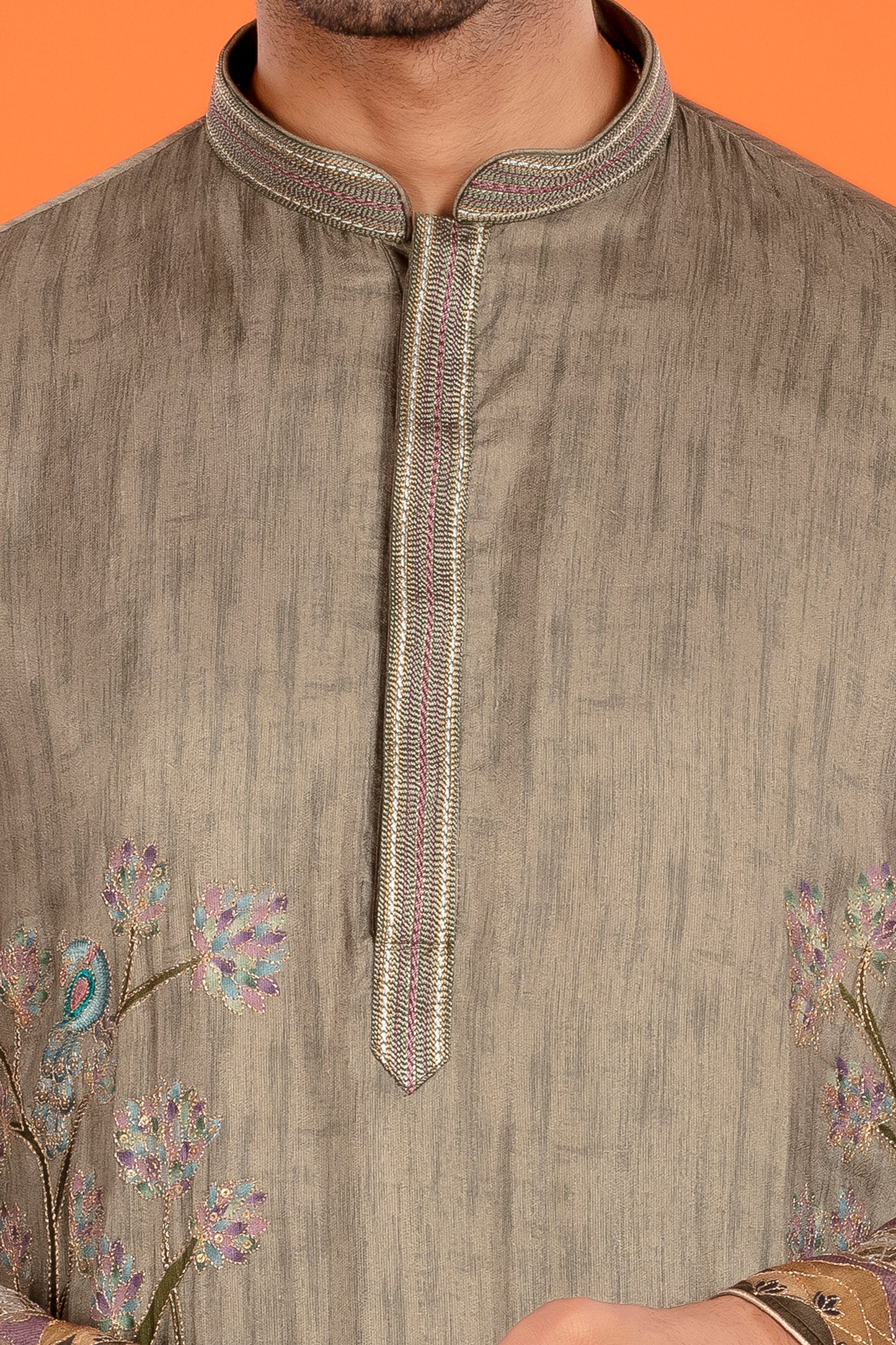 Vayun – Antique Olive Heritage Embroidered Kurta Patiala Set