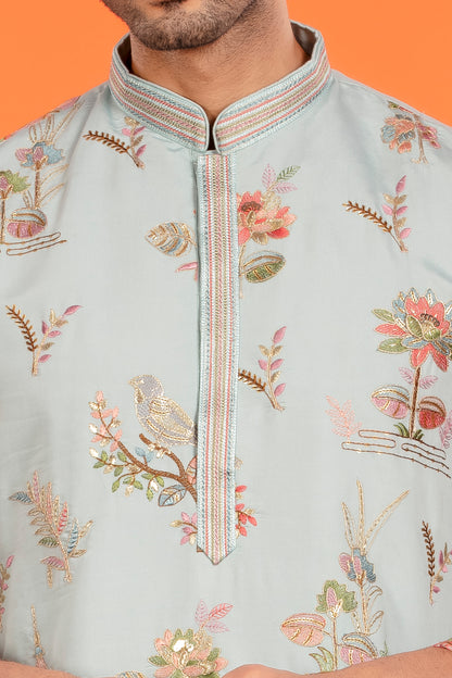 Nivaan – Embroidered Heritage Scene Kurta with Patiala