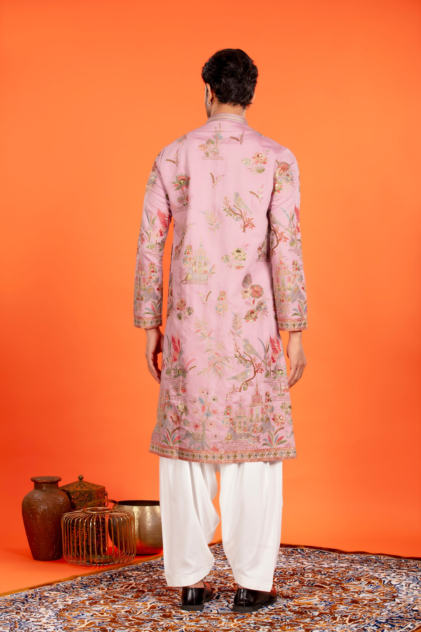 Nivaan – Rose Dust Heritage Embroidered Kurta with Patiala