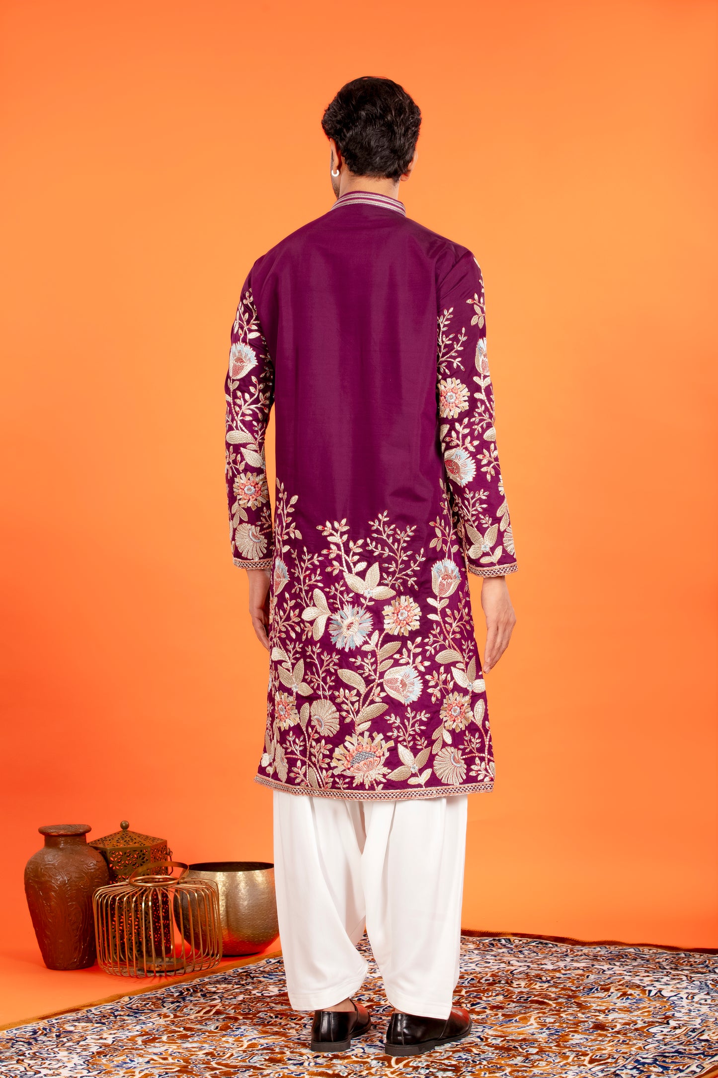 Aarosh – Plum Majesty Embroidered Kurta with Patiala