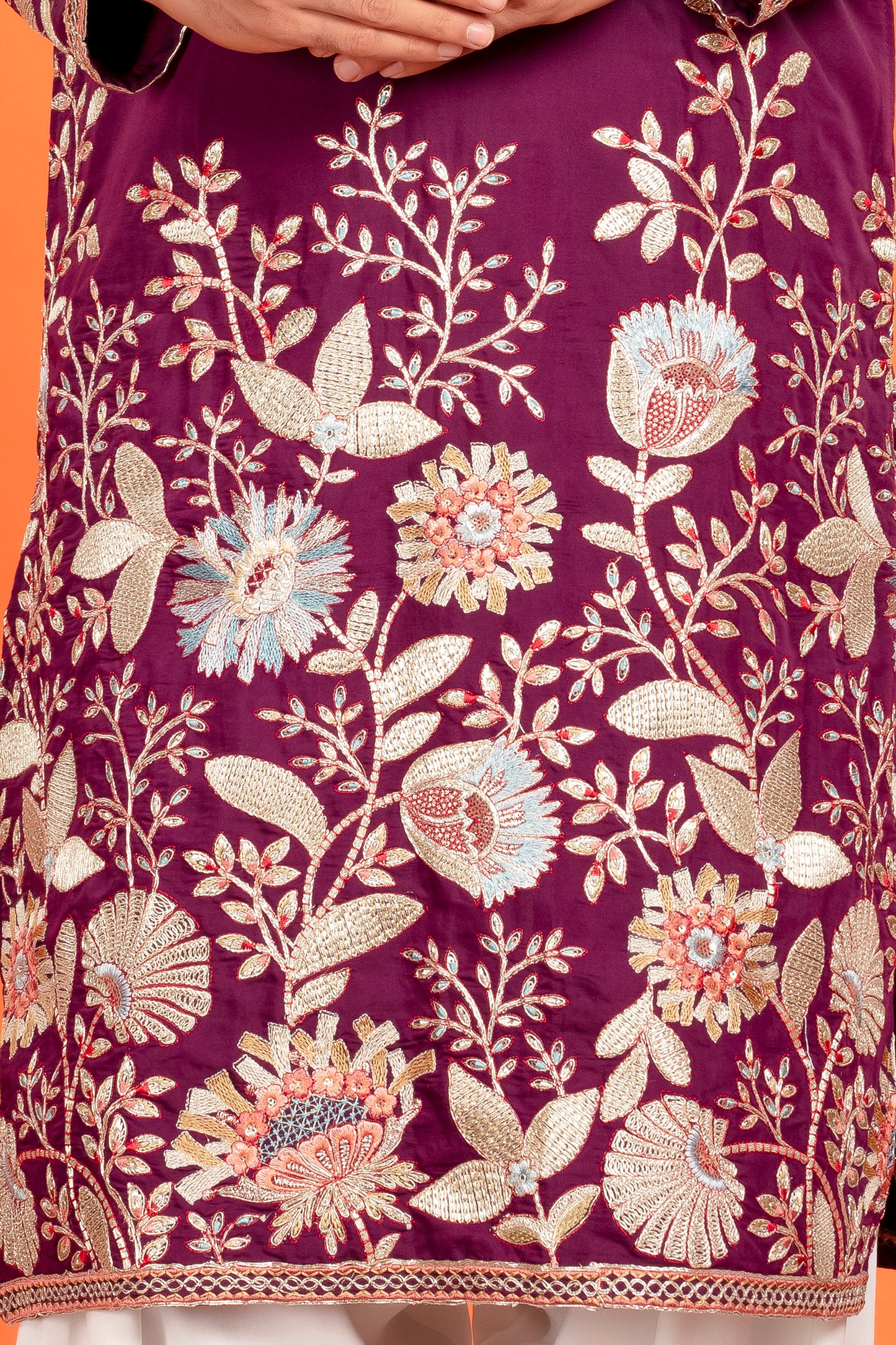 Aarosh – Plum Majesty Embroidered Kurta with Patiala