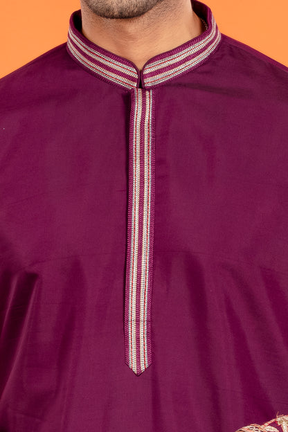 Aarosh – Plum Majesty Embroidered Kurta with Patiala
