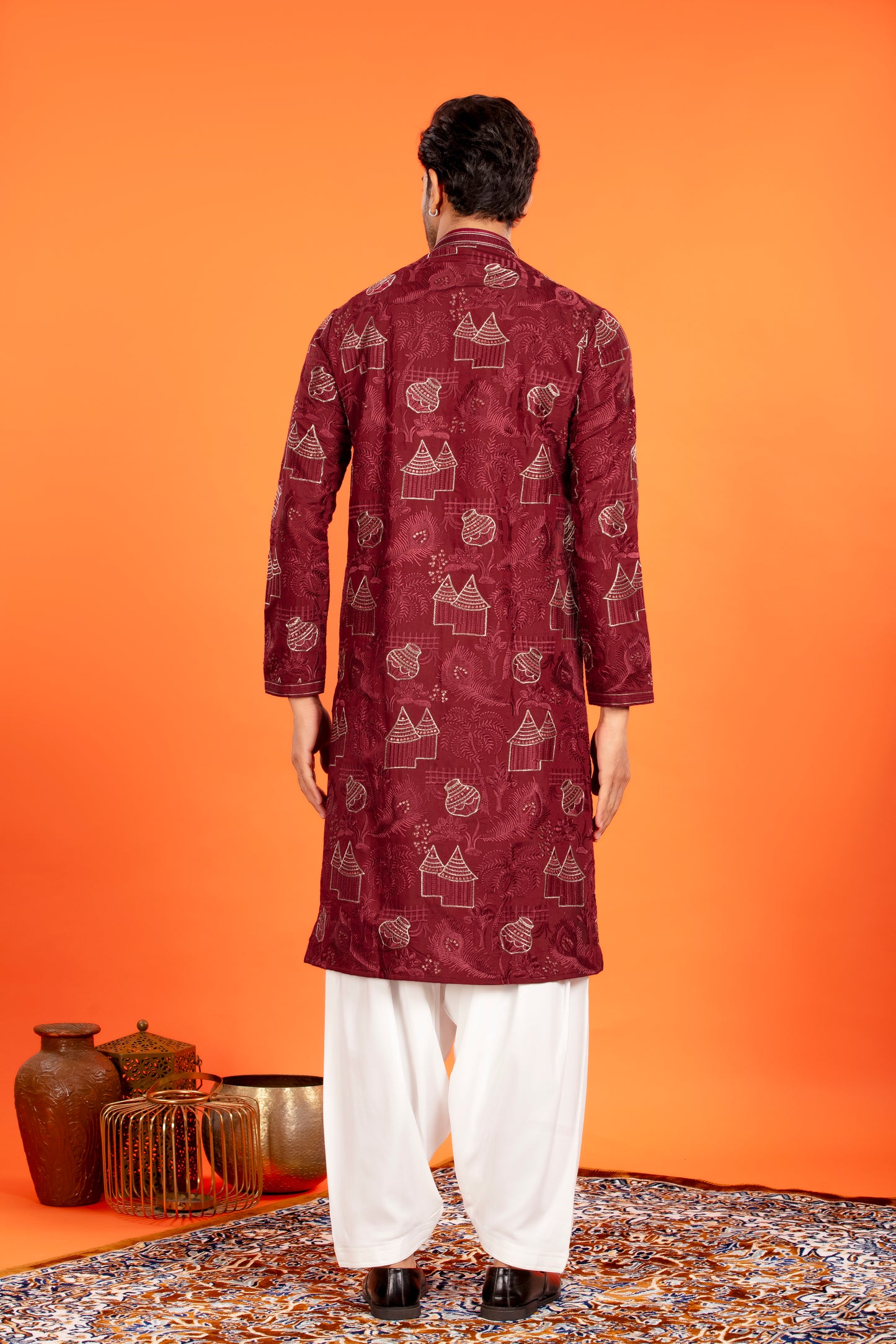Aarvay – Crimson Maroon Heritage Kurta with Patiala