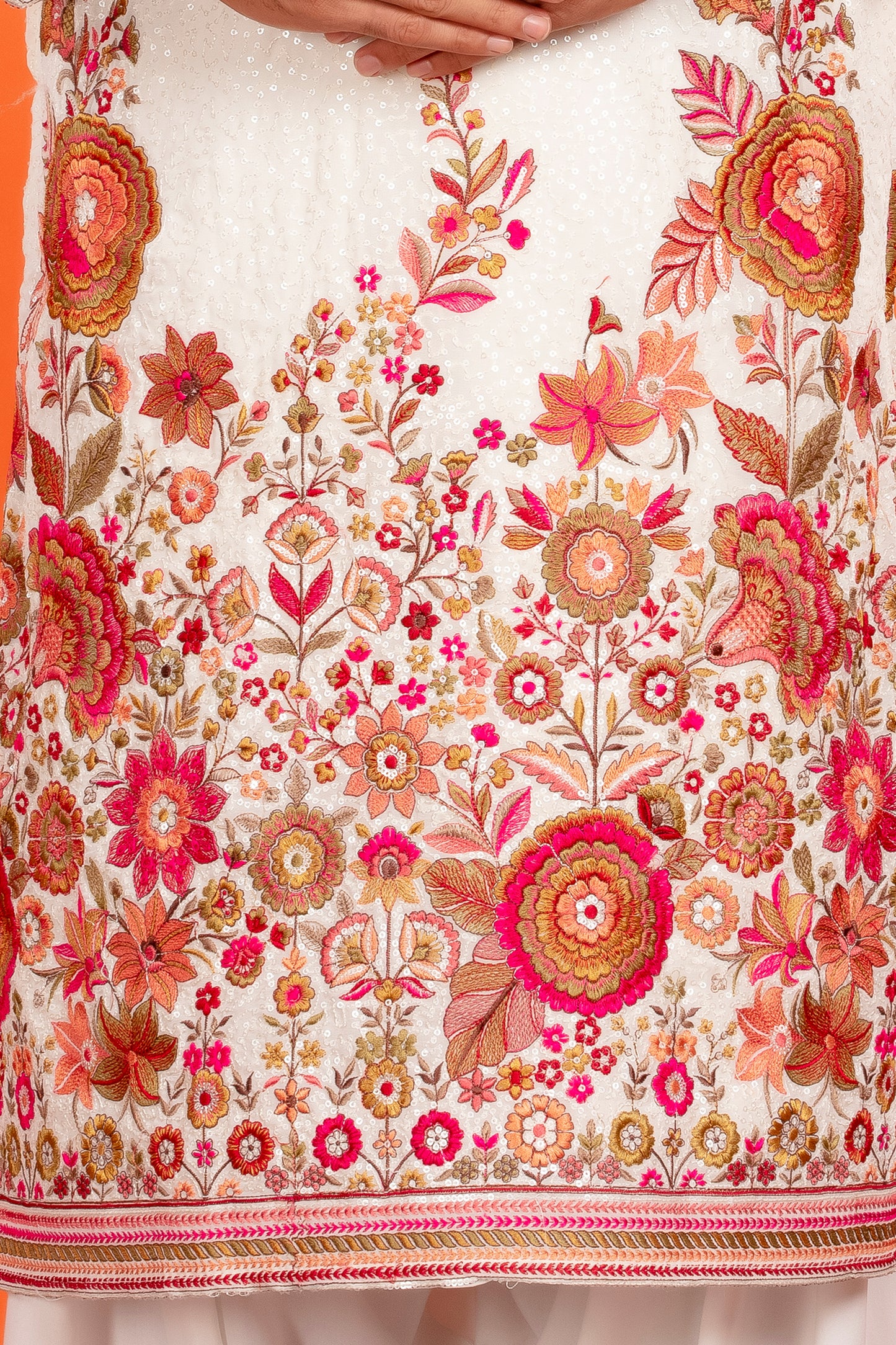 Aarin – Ivory Bloom Embroidered Kurta Patiala Set with Dupatta