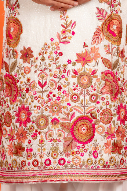 Aarin – Ivory Bloom Embroidered Kurta Patiala Set with Dupatta