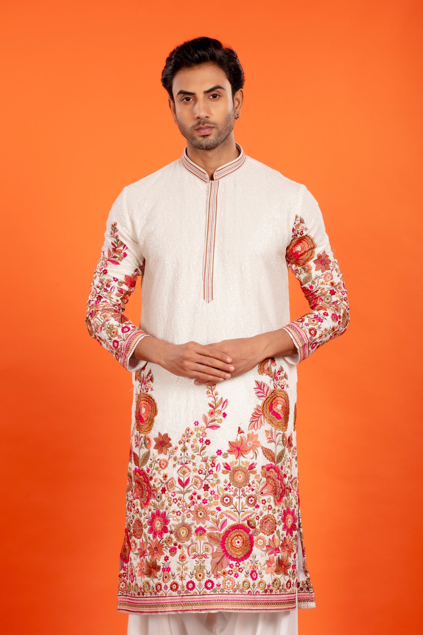 Aarin – Ivory Bloom Embroidered Kurta Patiala Set with Dupatta