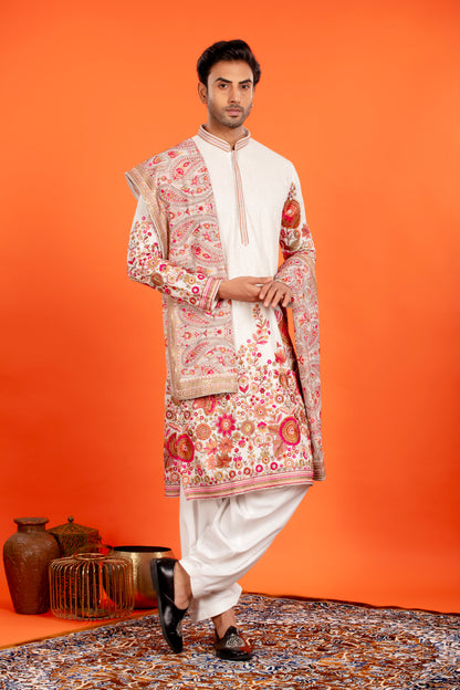 Aarin – Ivory Bloom Embroidered Kurta Patiala Set with Dupatta