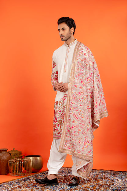 Aarin – Ivory Bloom Embroidered Kurta Patiala Set with Dupatta