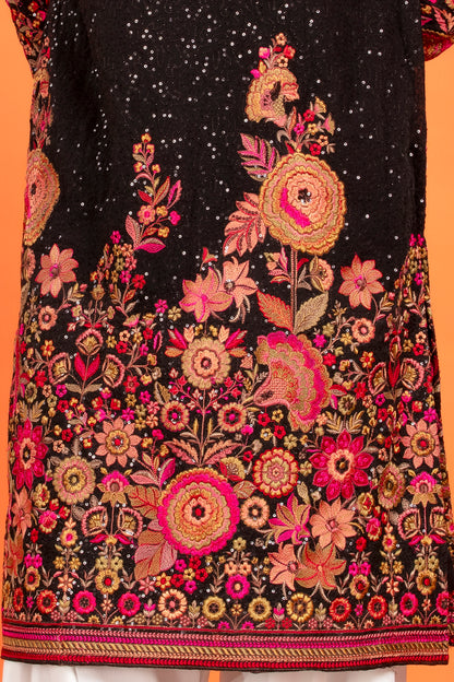 Aarin – Midnight Bloom Embroidered Kurta Patiala Set with Dupatta