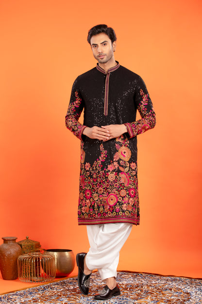 Aarin – Midnight Bloom Embroidered Kurta Patiala Set with Dupatta