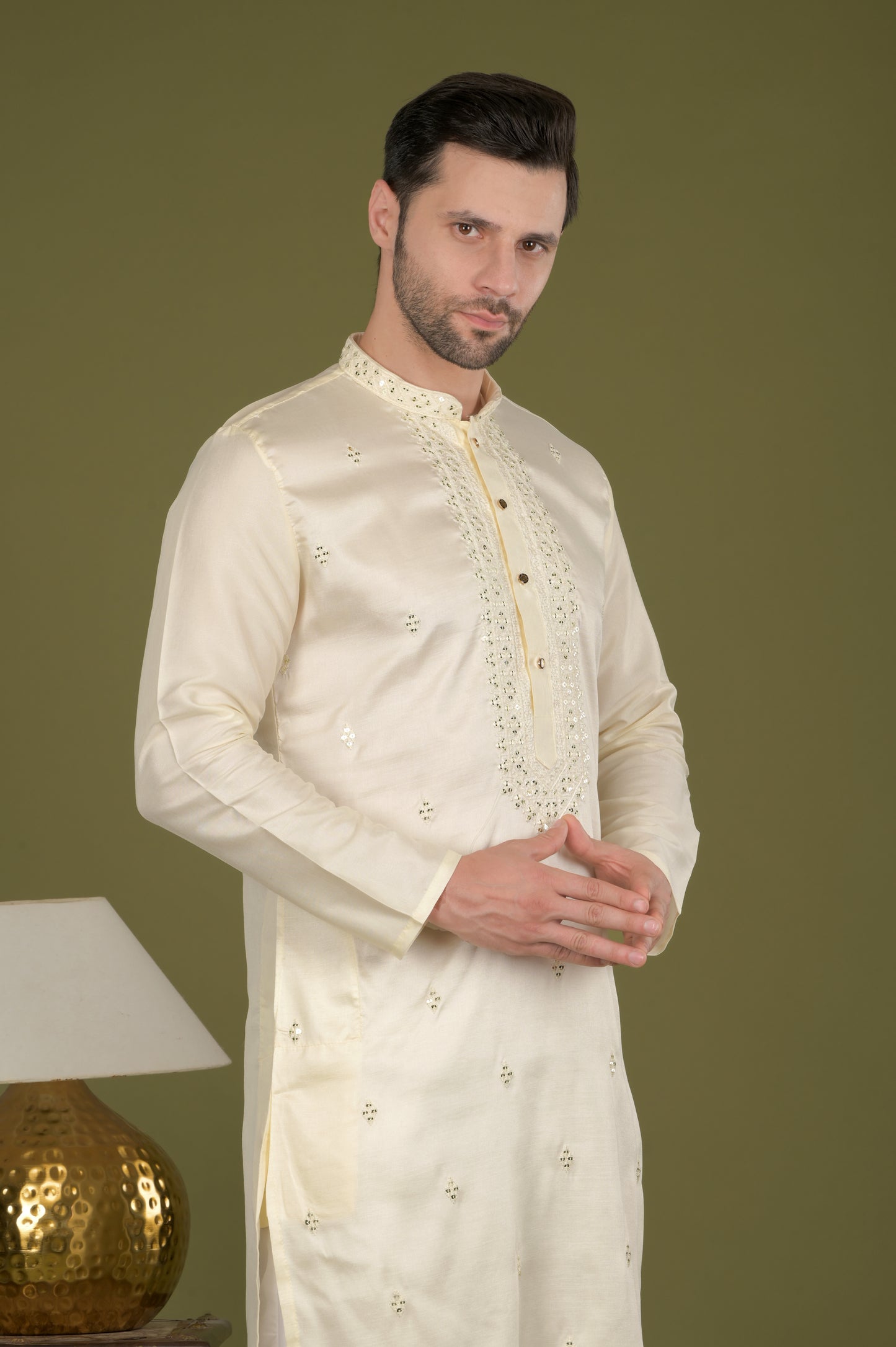KANAK- Ivory Royale Sequin Embroidered Kurta Set