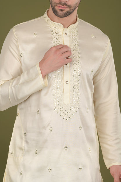 KANAK- Ivory Royale Sequin Embroidered Kurta Set