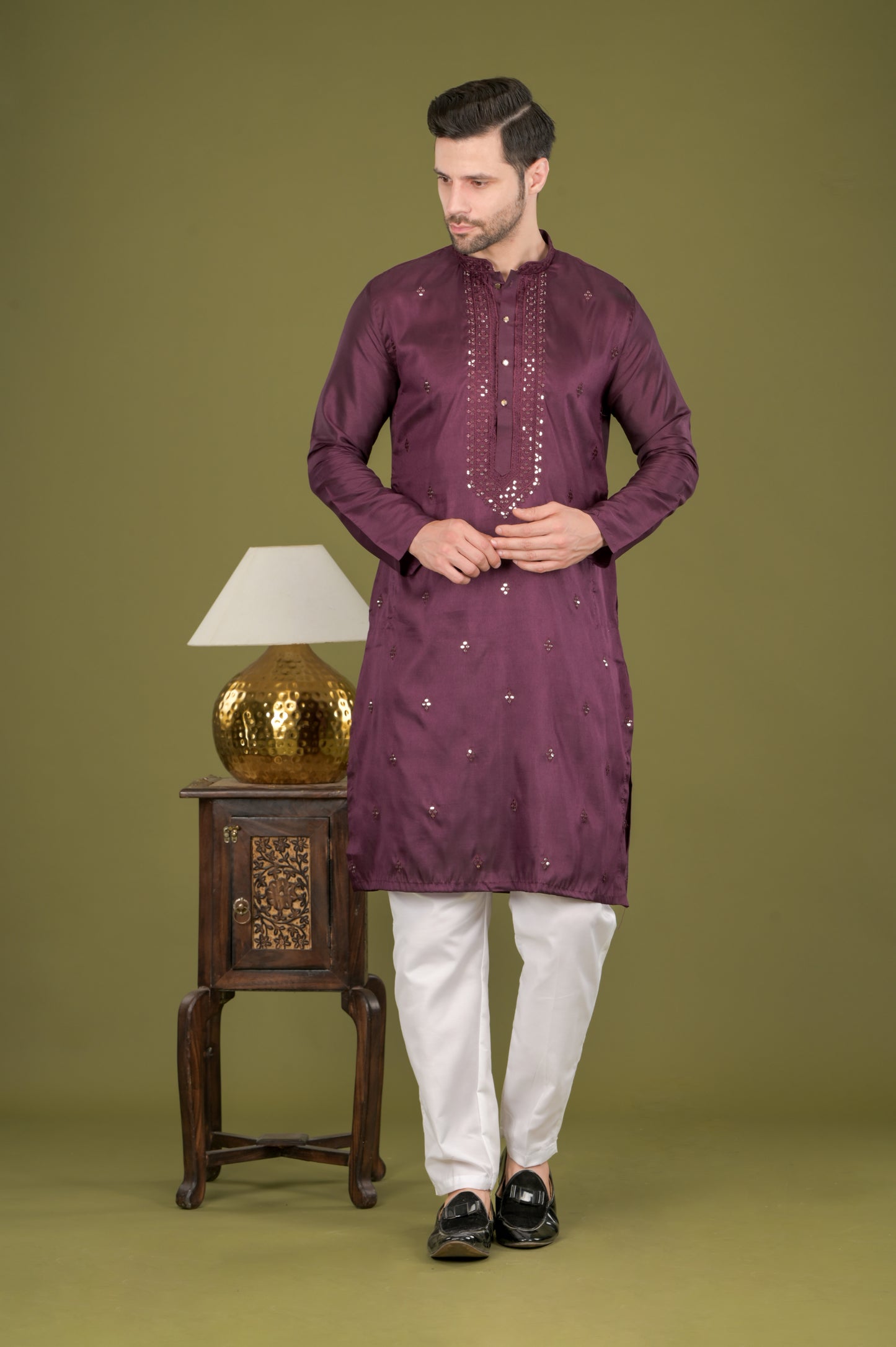 KANAK - Royal Plum Sequin Embroidered Kurta Set